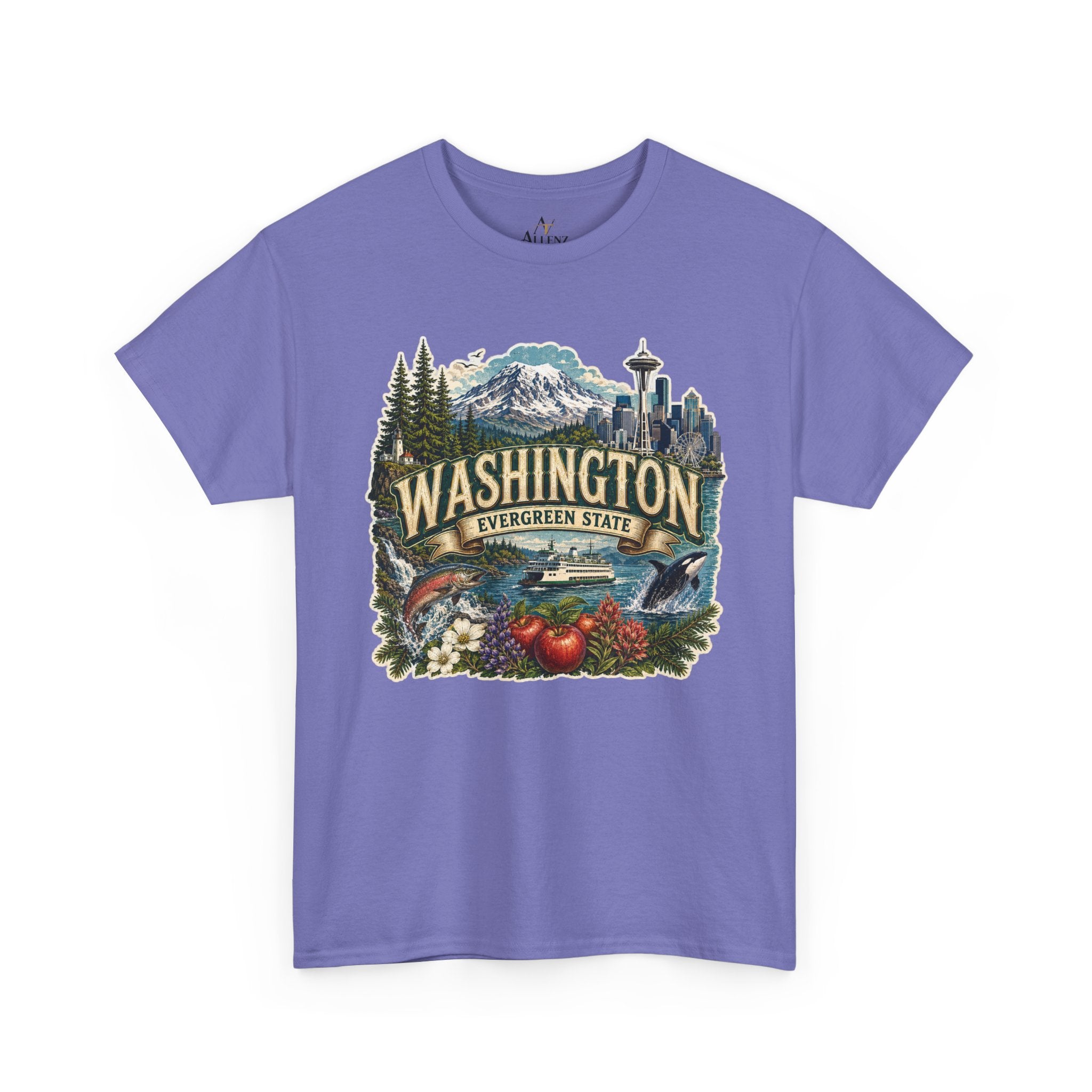 Unisex Heavy Cotton Tee🌲🏔️ Washington – Spirit of the Evergreen State 🚢🐋