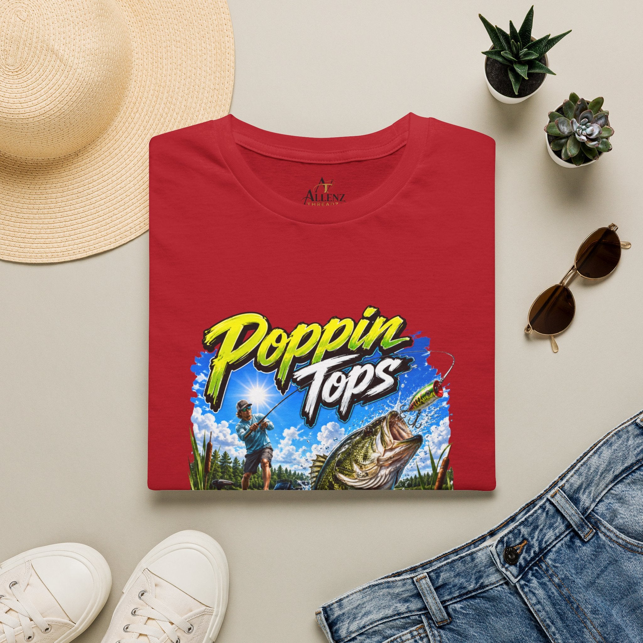 Poppin Tops Rippin Lips Fishing Shirt Unisex Softstyle T-Shirt