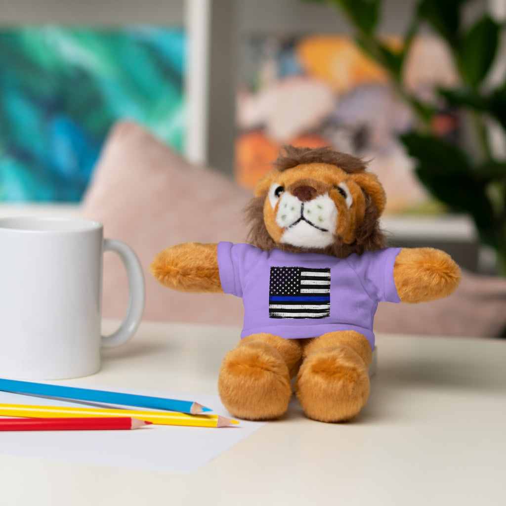 Kids Stuffed Animal with Thin Blue line flag Tee