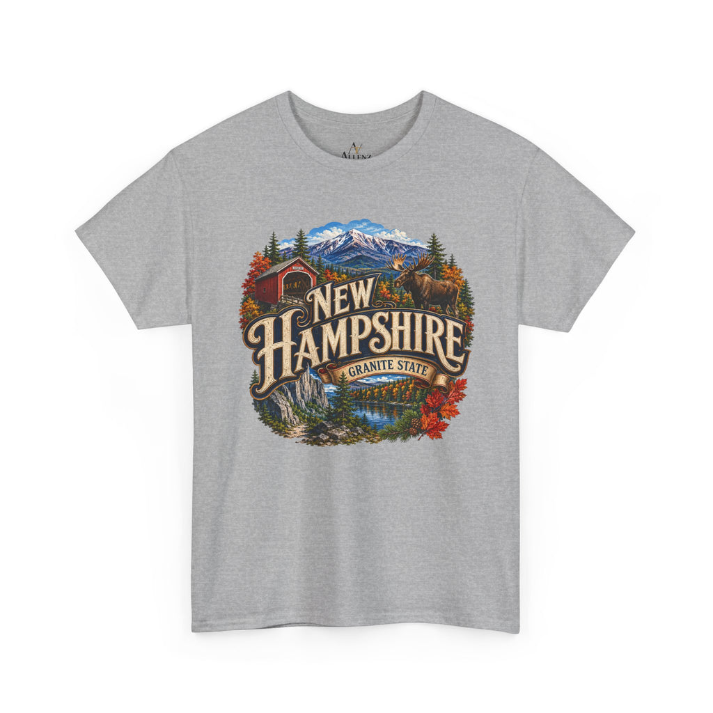Unisex Heavy Cotton Tee🏔️ New Hampshire – Granite State Adventure and Autumn Beauty 🍁🫎
