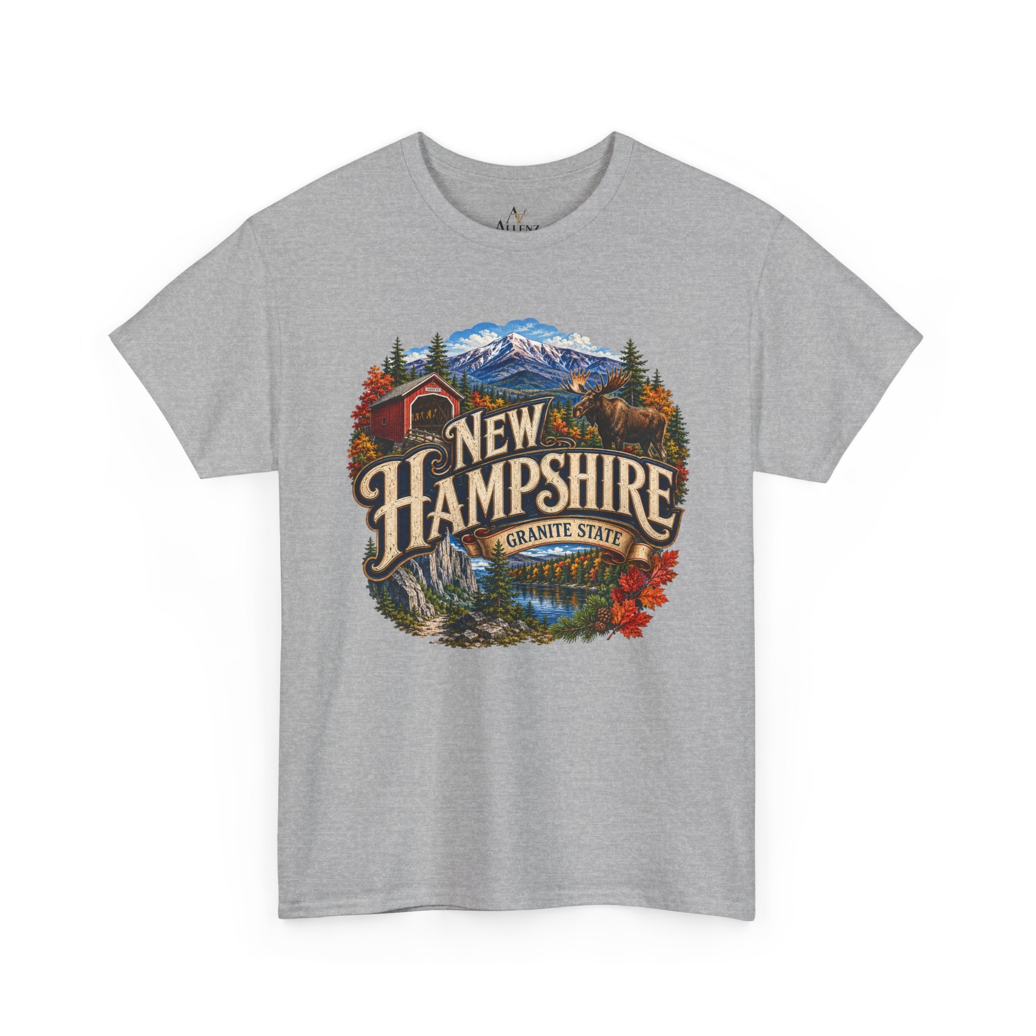 Unisex Heavy Cotton Tee🏔️ New Hampshire – Granite State Adventure and Autumn Beauty 🍁🫎