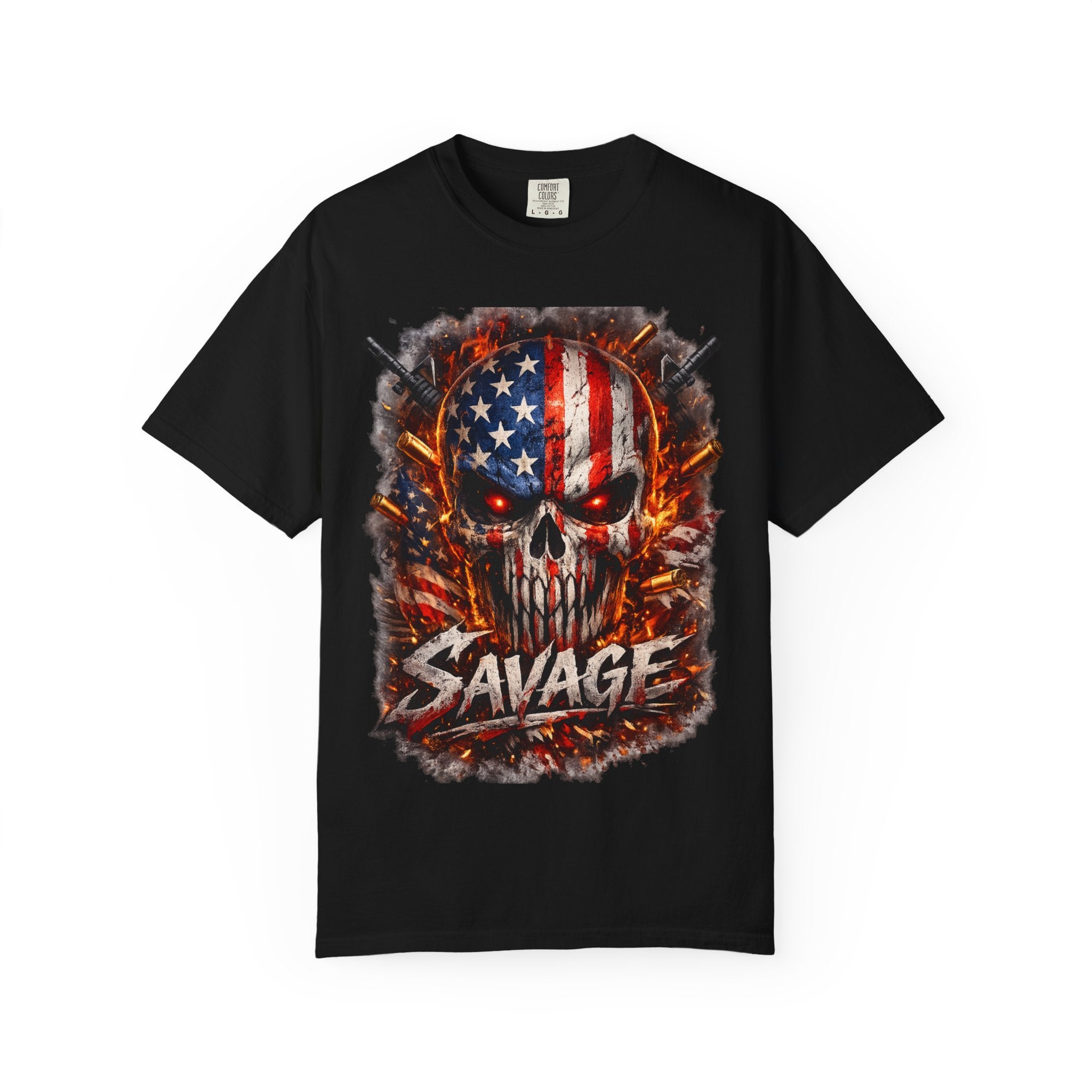 American Flag Skull 'Savage' Graphic T-Shirt