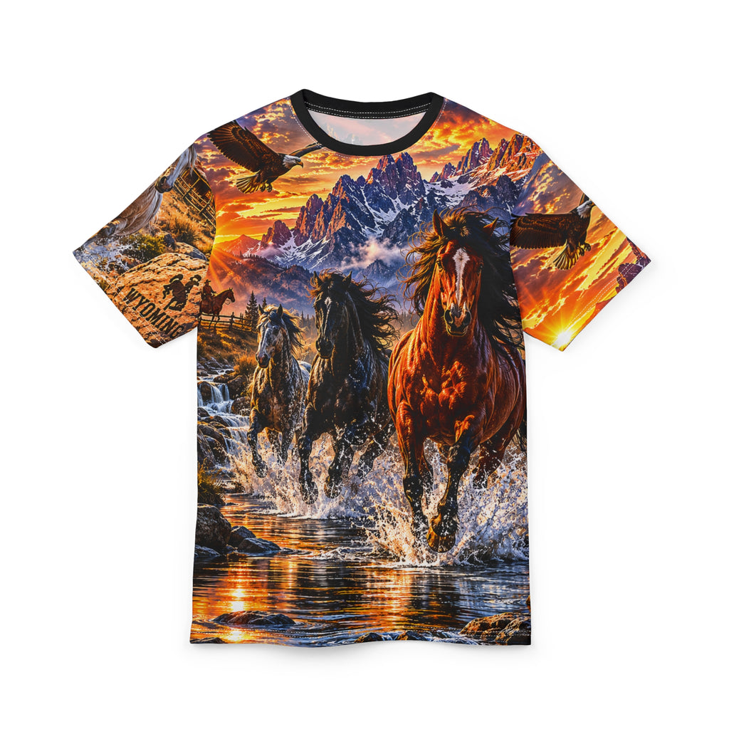 Unisex Cut and Sew Tee (AOP)  wild Wyoming horses