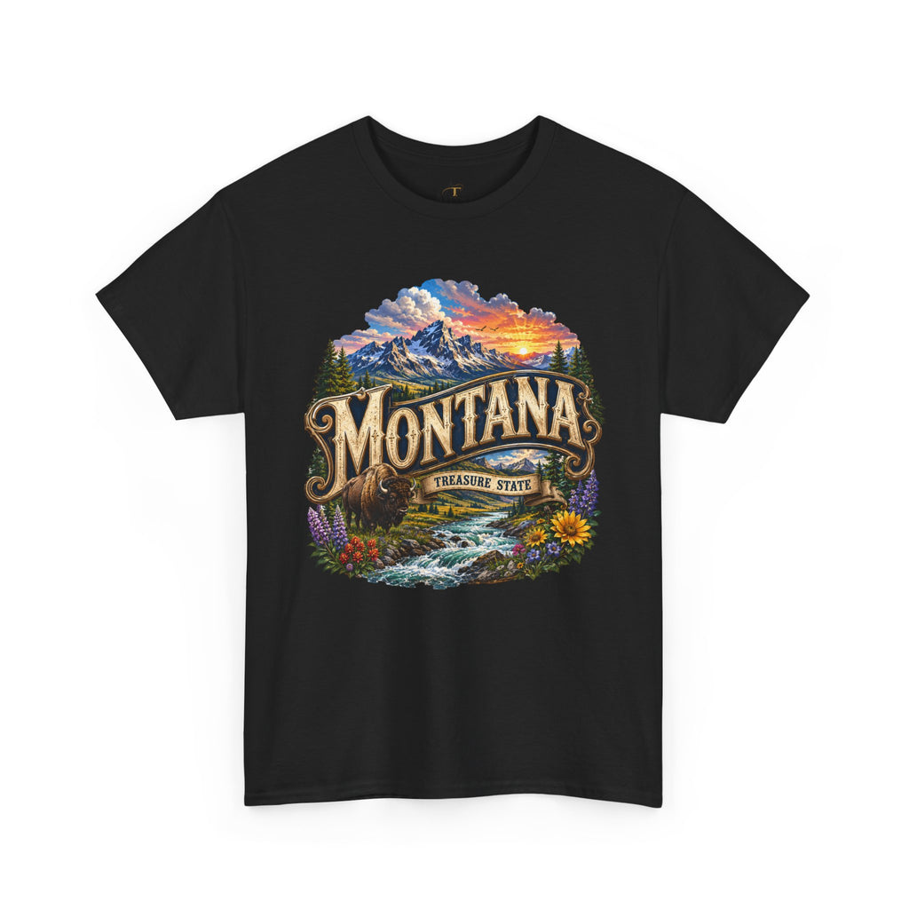 Unisex Heavy Cotton Tee🏔️ Montana – Big Sky Beauty and Wild Frontier Spirit 🏔️
