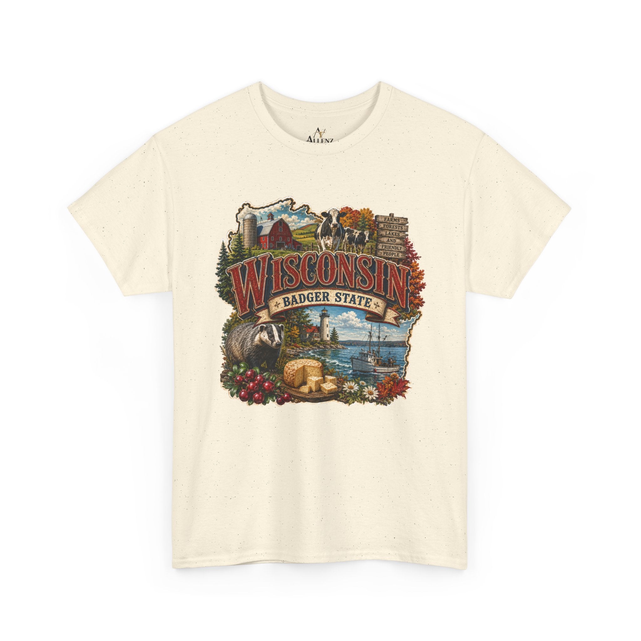 Unisex Heavy Cotton Tee🧀🌲 Wisconsin – Proudly the Badger State 🚤🐄