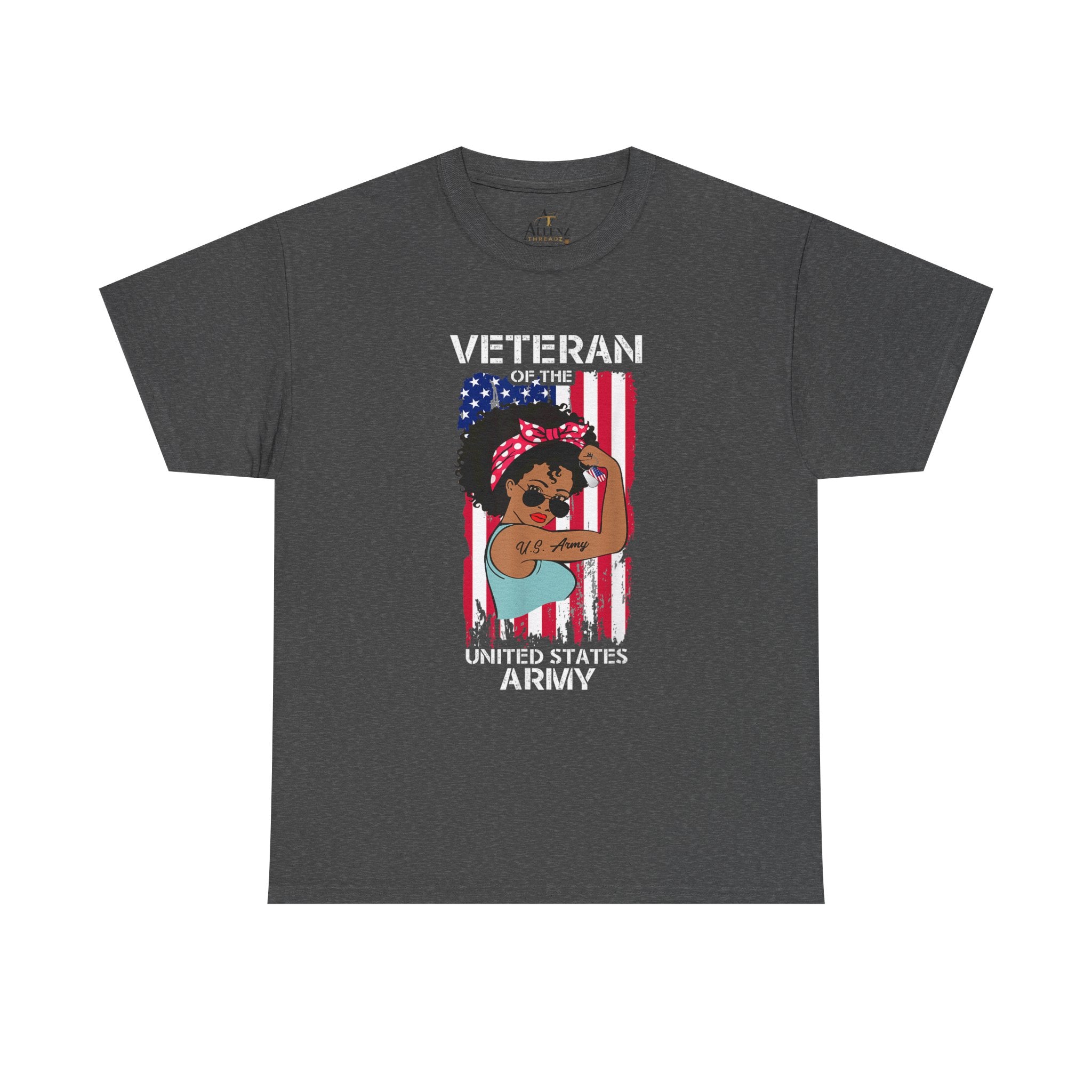 Unisex Heavy Cotton Tee✨ Melanin Army Veteran T-Shirt – Strong, Proud and Fearless ✨