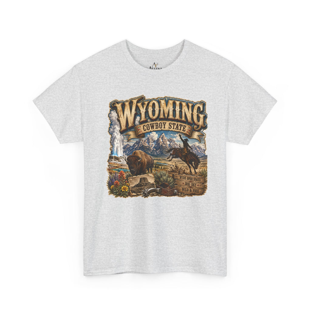 Unisex Heavy Cotton Tee🤠🏔️ Wyoming – The Cowboy State 🦬🌄