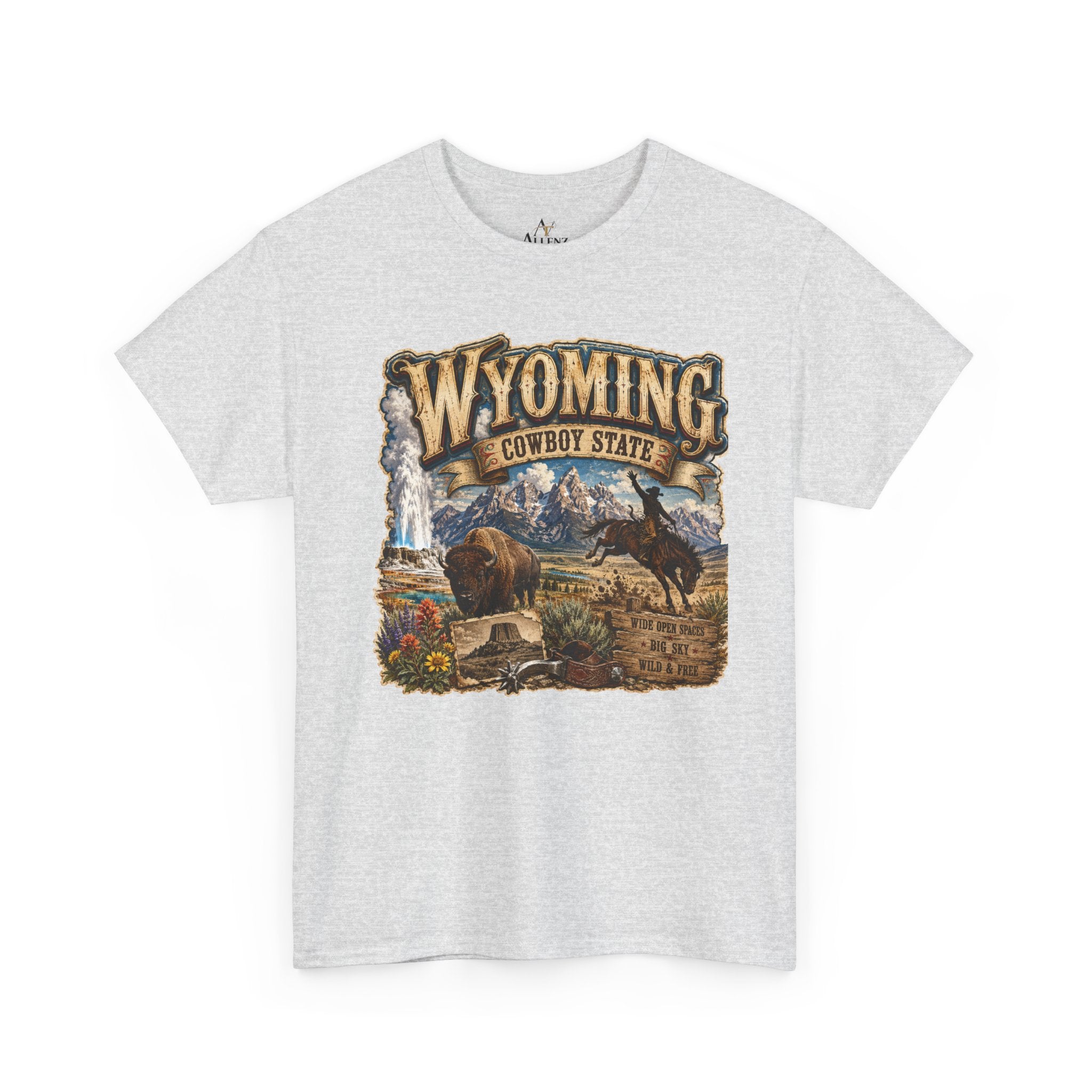 Unisex Heavy Cotton Tee🤠🏔️ Wyoming – The Cowboy State 🦬🌄