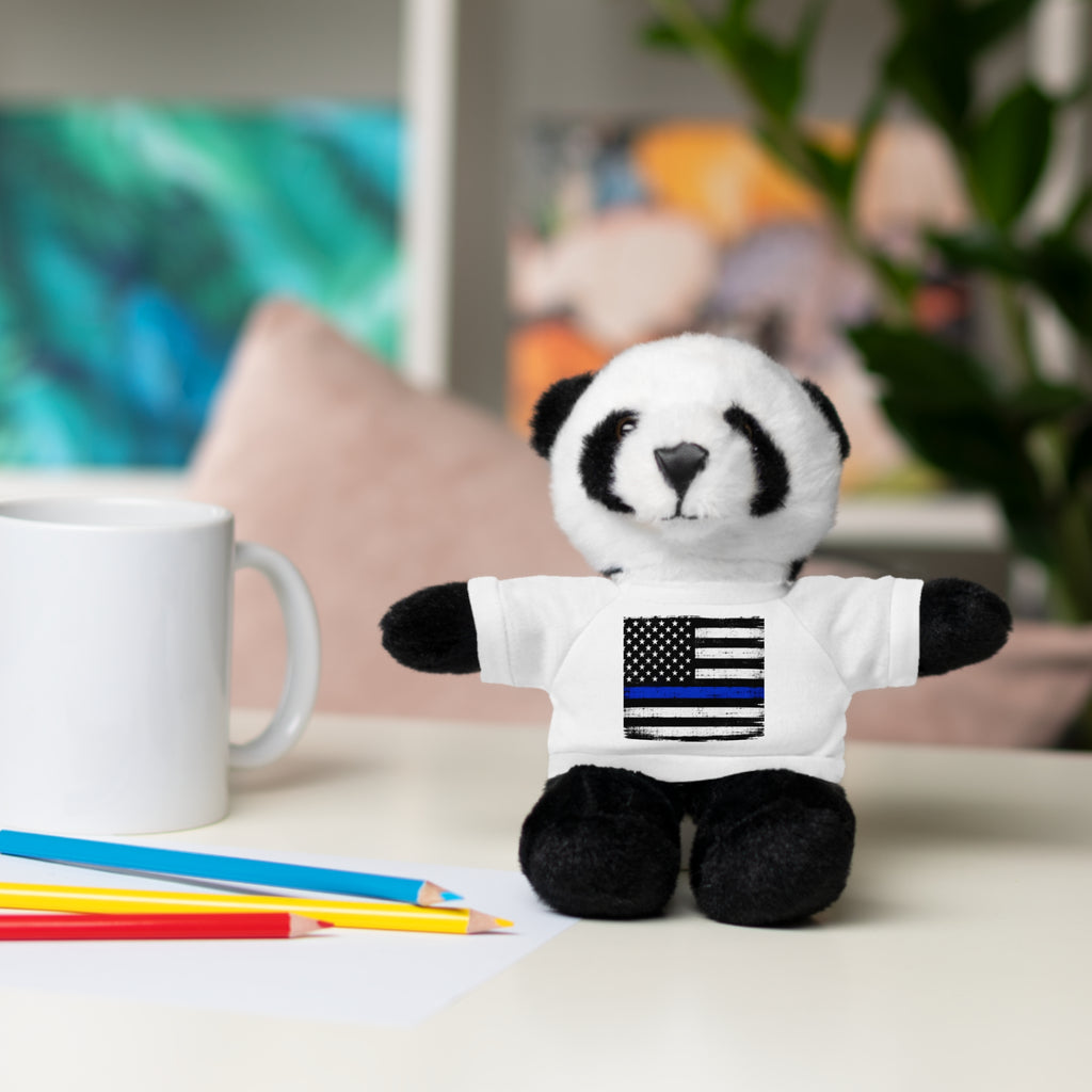 Kids Stuffed Animal with Thin Blue line flag Tee