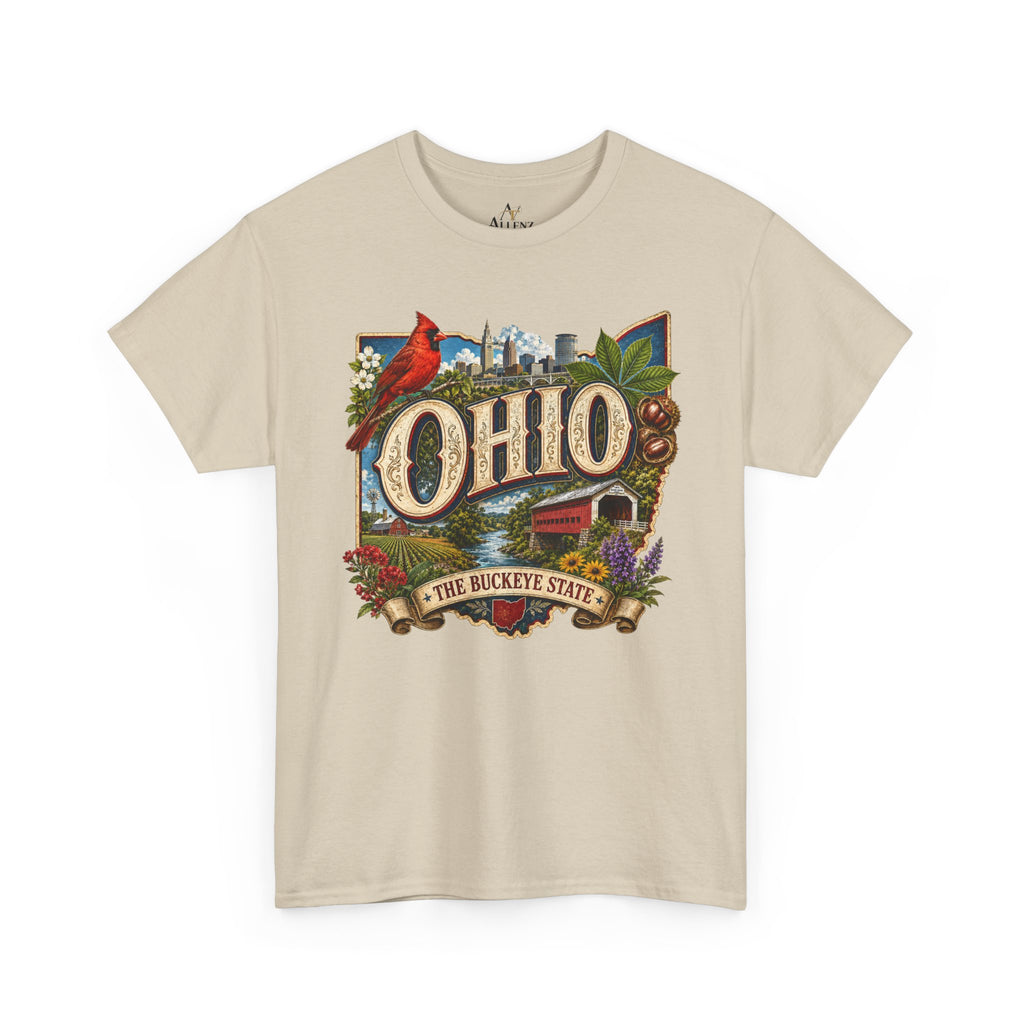 Unisex Heavy Cotton Tee🍂 Ohio – The Heart of the Buckeye State 🌰🌾