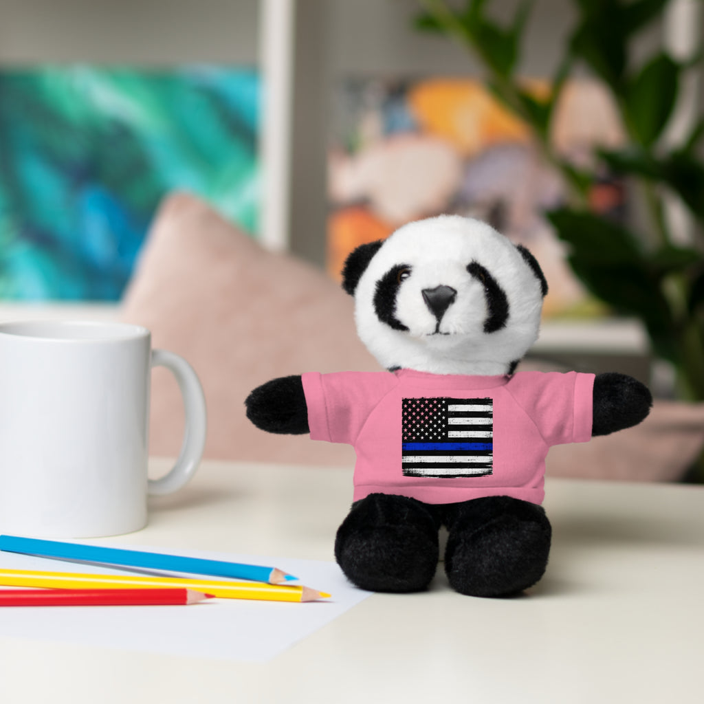 Kids Stuffed Animal with Thin Blue line flag Tee