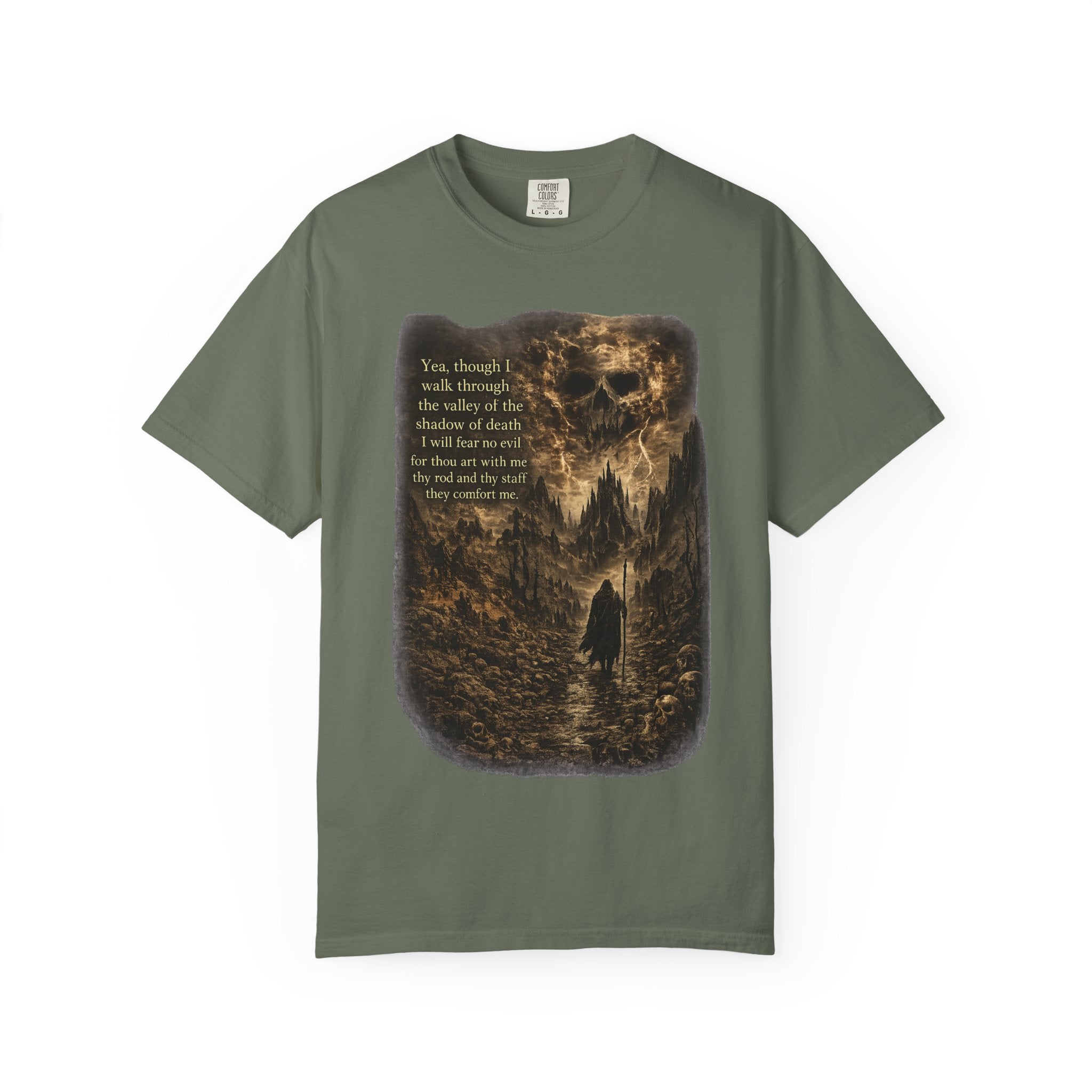 Skull Cavern Gothic T-Shirt — 'You…walk through the valley of the shadow of death' Graphic Tee