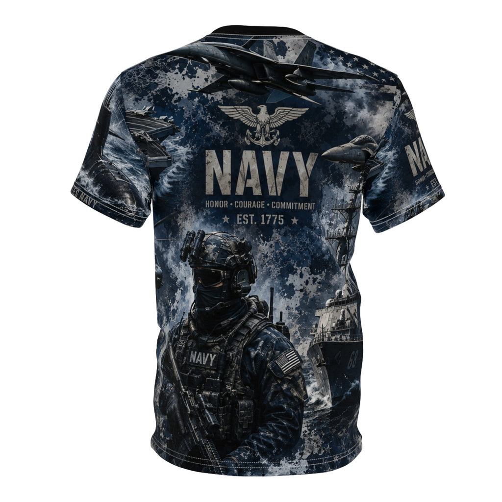 Unisex NAVY Cut and Sew Tee (AOP)