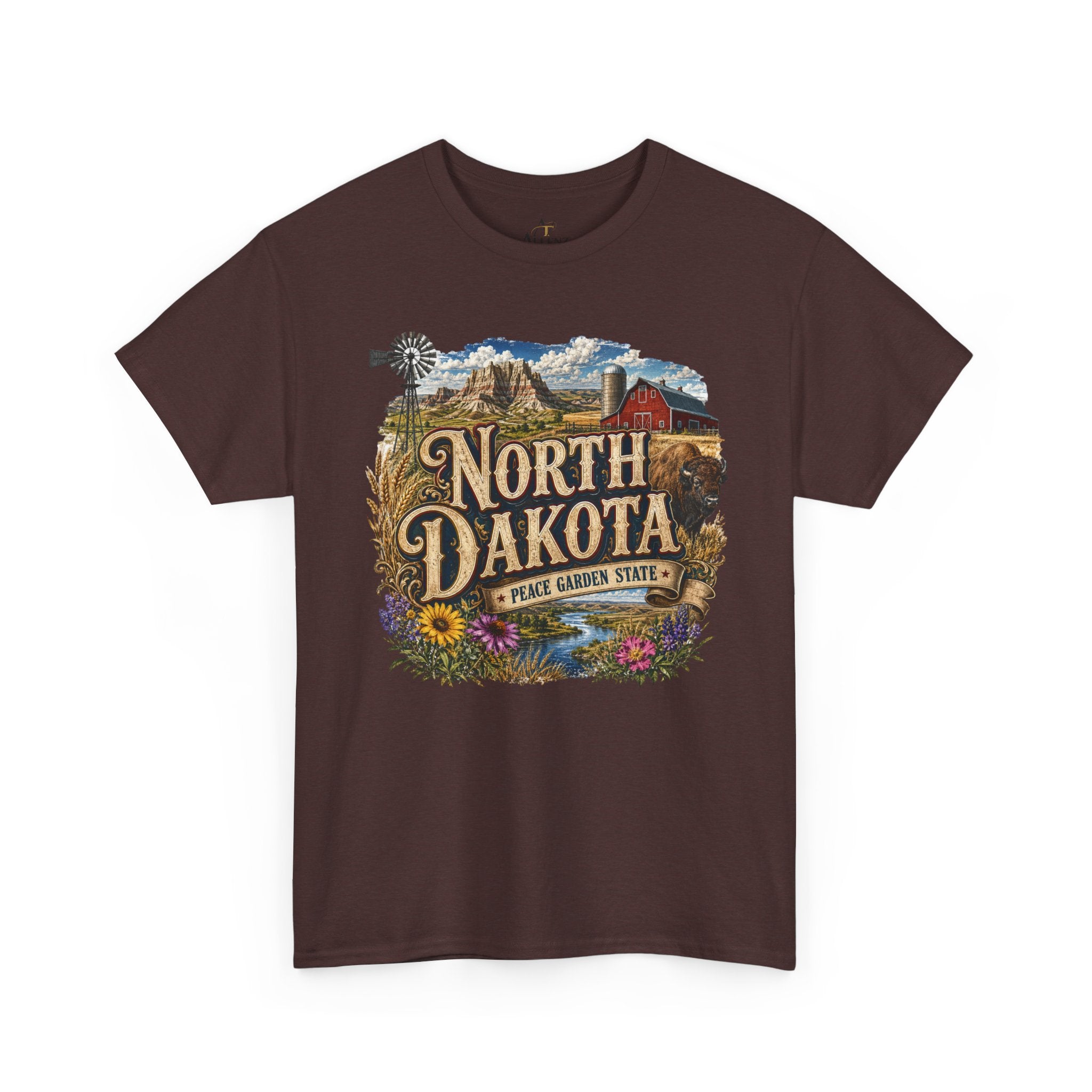 Unisex Heavy Cotton Tee🌾 North Dakota – Wide Open Beauty and Prairie Pride 🦬🌻
