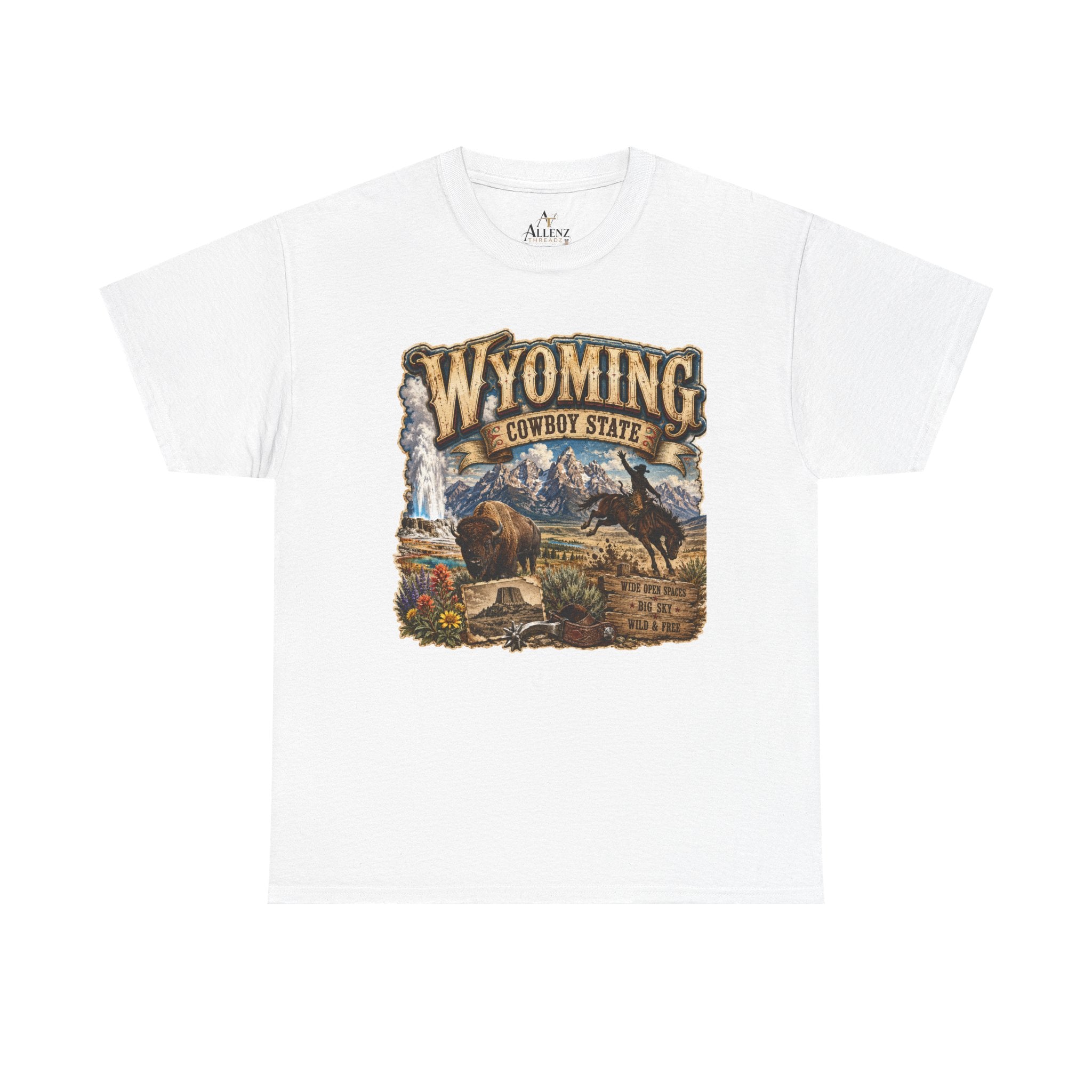 Unisex Heavy Cotton Tee🤠🏔️ Wyoming – The Cowboy State 🦬🌄