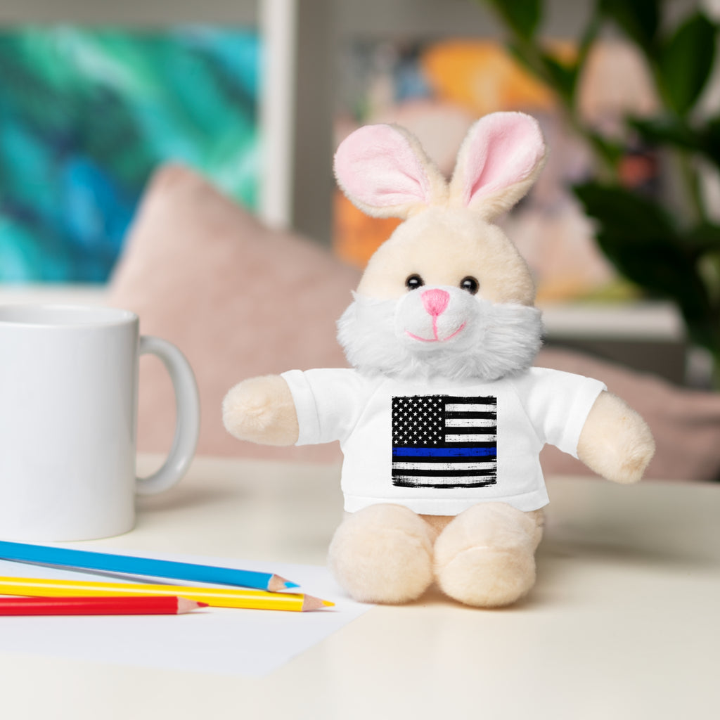 Kids Stuffed Animal with Thin Blue line flag Tee