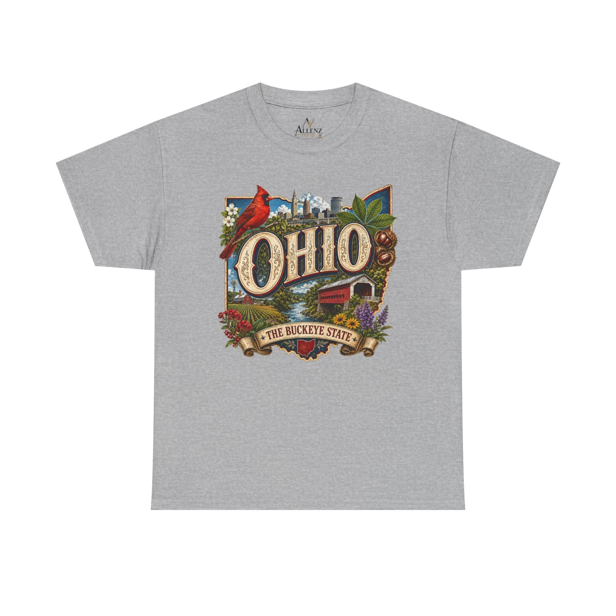 Unisex Heavy Cotton Tee🍂 Ohio – The Heart of the Buckeye State 🌰🌾