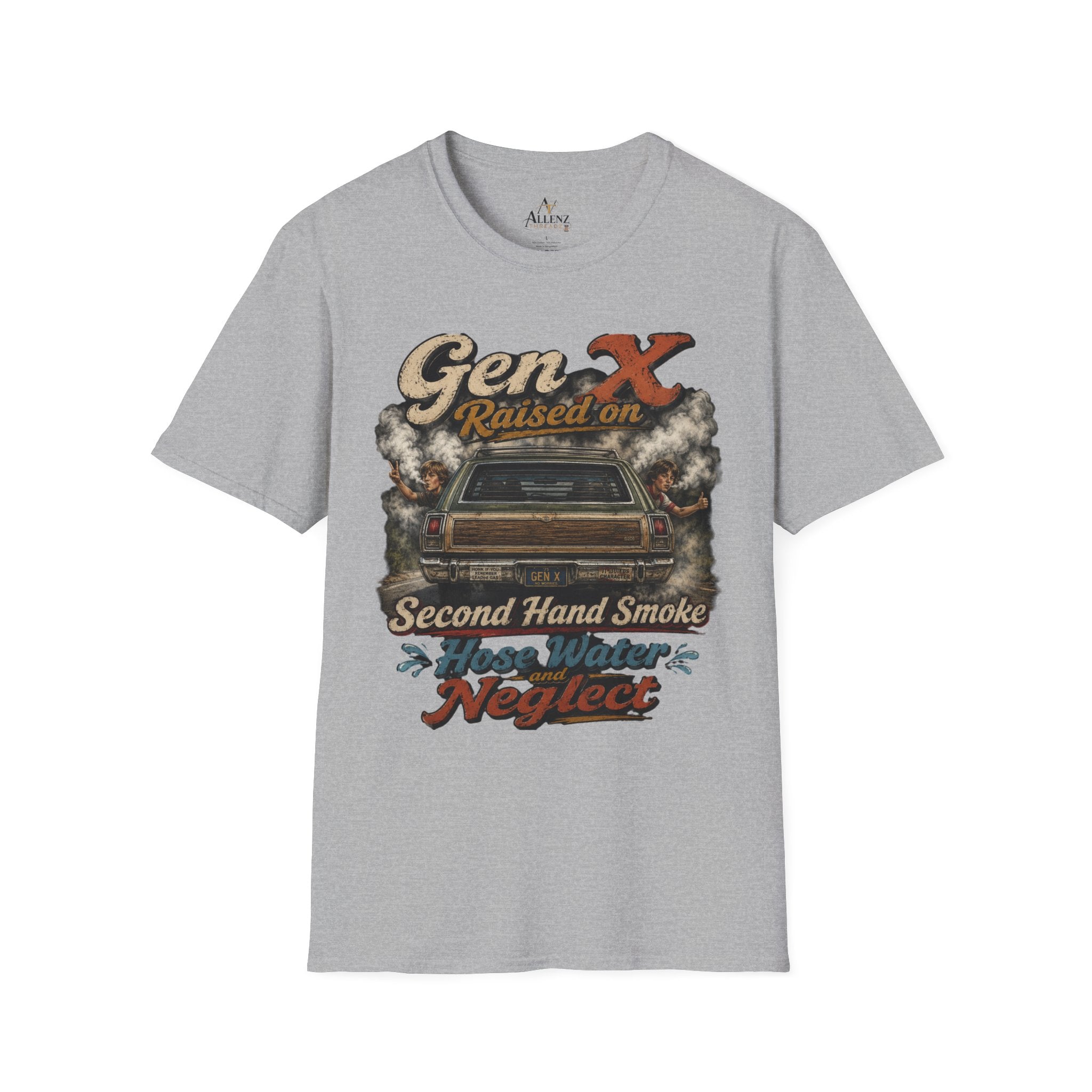 Gen X T-Shirt — "Raised on Secondhand Smoke, Hose Water, Neglect" Retro Car Vintage Tee