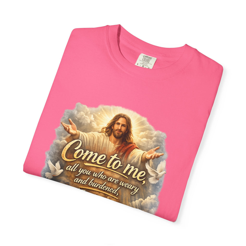 Come to Me Christian T-Shirt — "Come to me... and I will give you REST" Religious Faith Tee