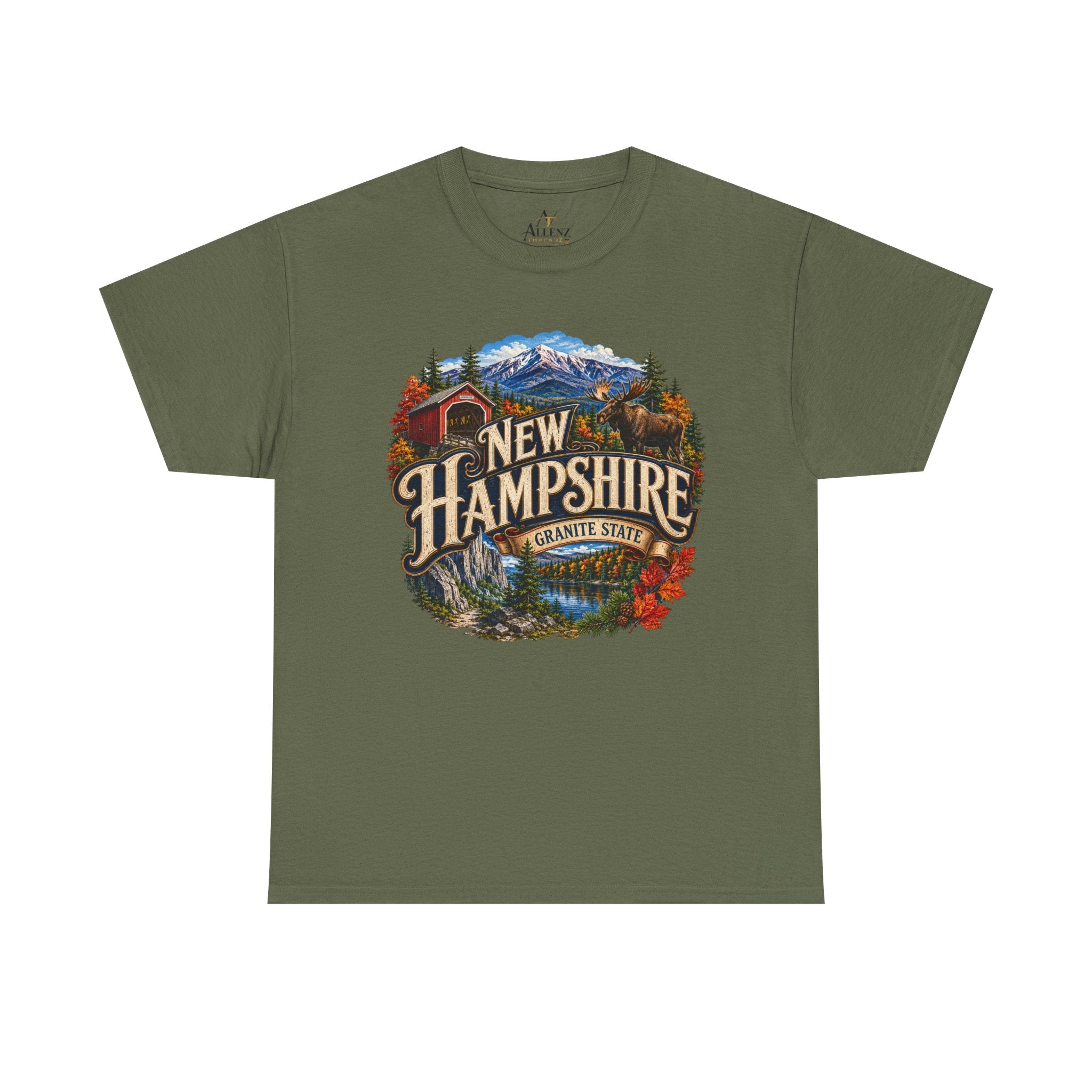 Unisex Heavy Cotton Tee🏔️ New Hampshire – Granite State Adventure and Autumn Beauty 🍁🫎