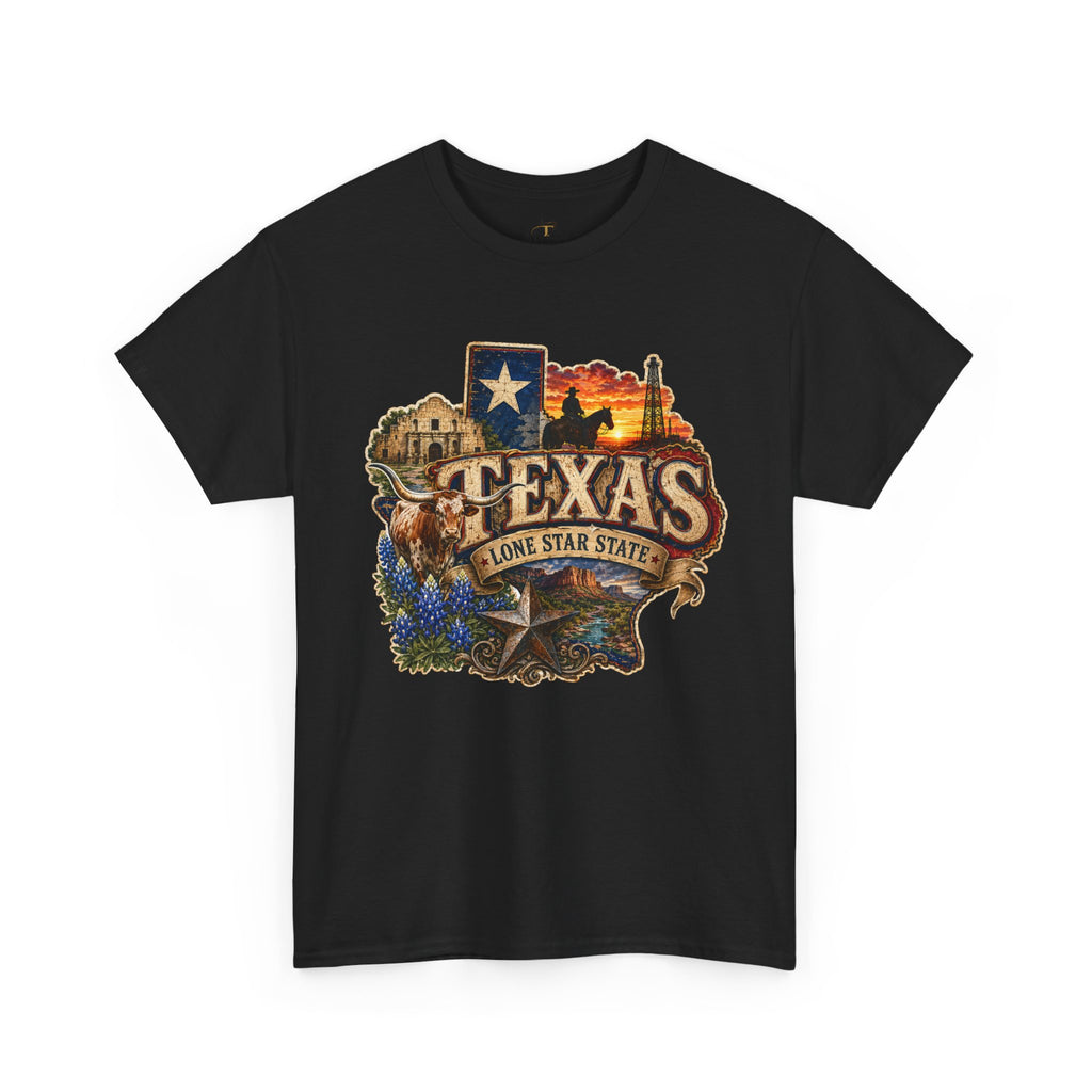 Unisex Heavy Cotton Tee⭐🤠 Texas – Pride of the Lone Star State 🌵🐂