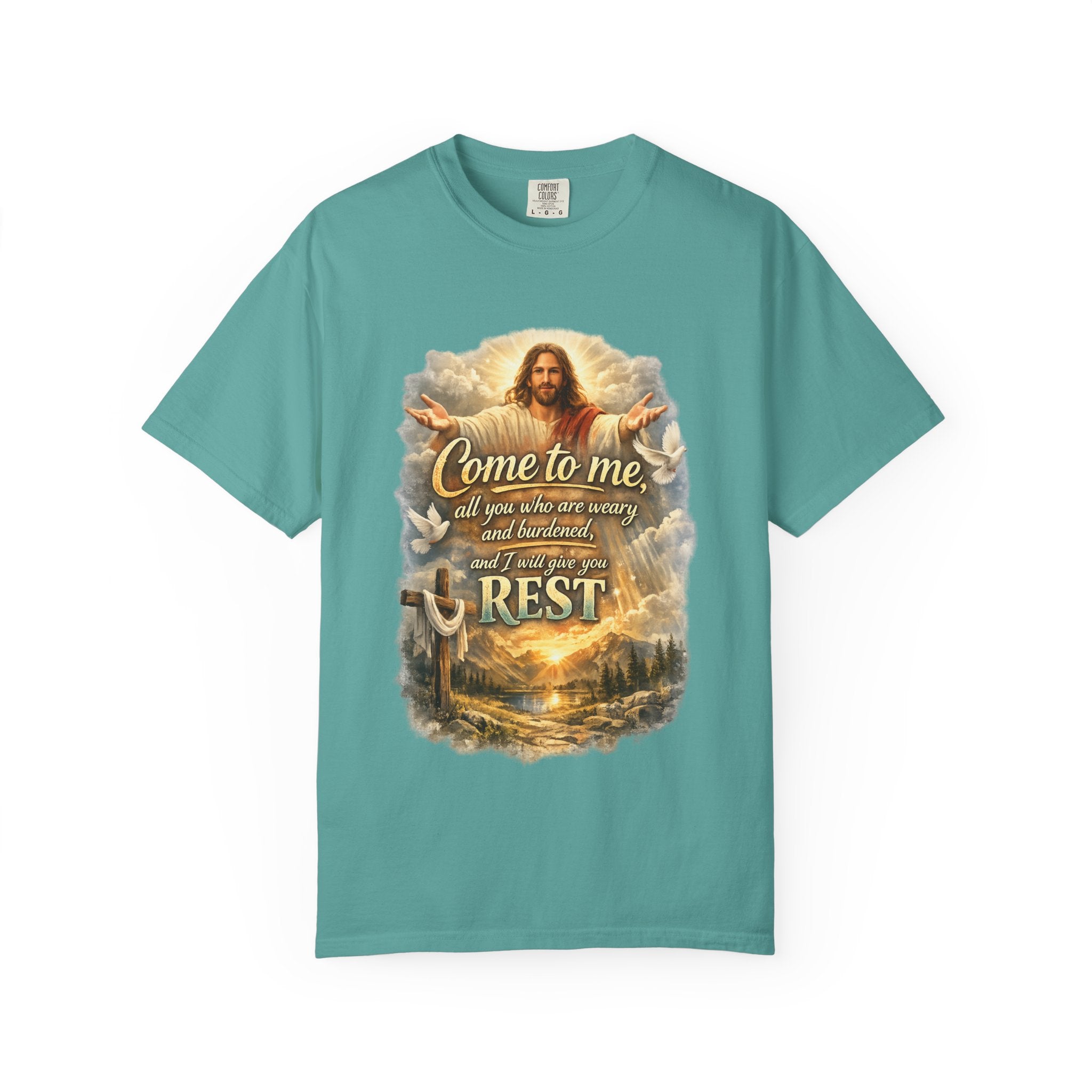 Come to Me Christian T-Shirt — "Come to me... and I will give you REST" Religious Faith Tee
