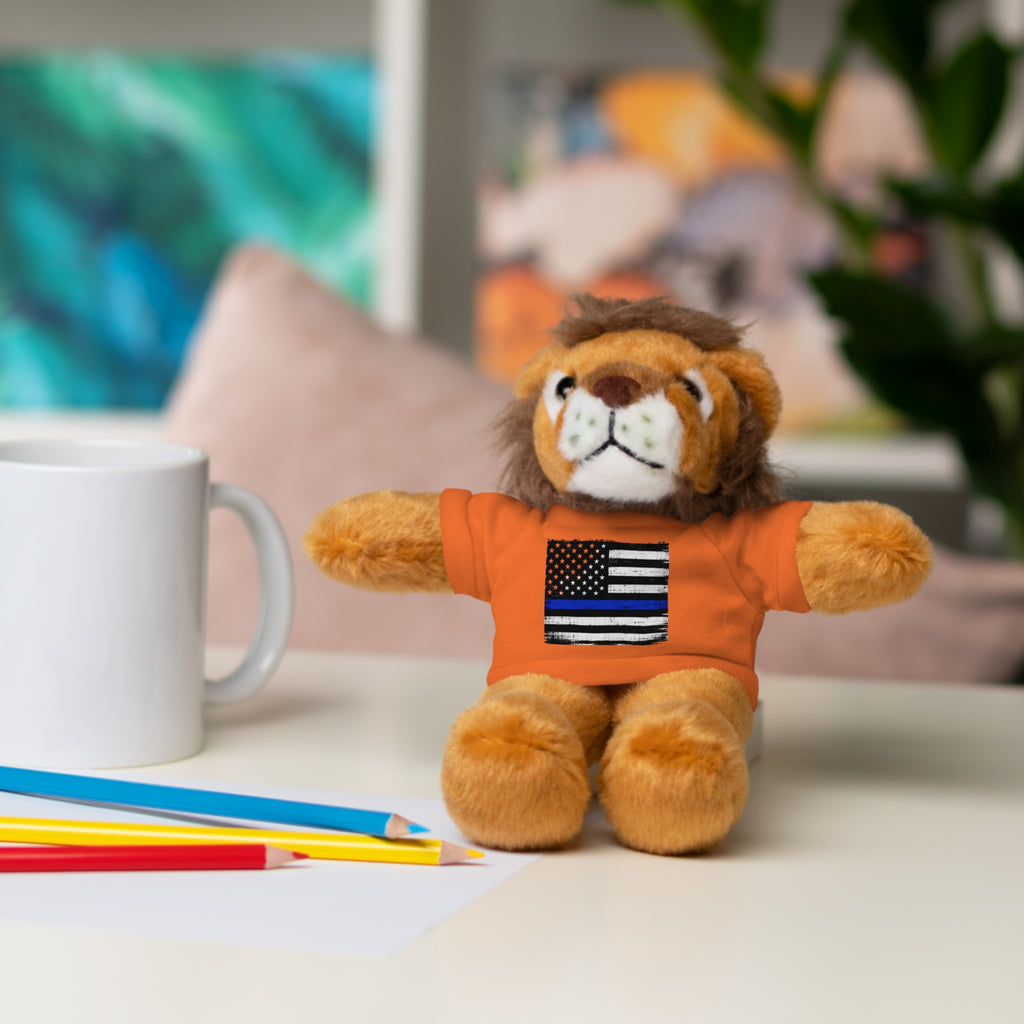 Kids Stuffed Animal with Thin Blue line flag Tee