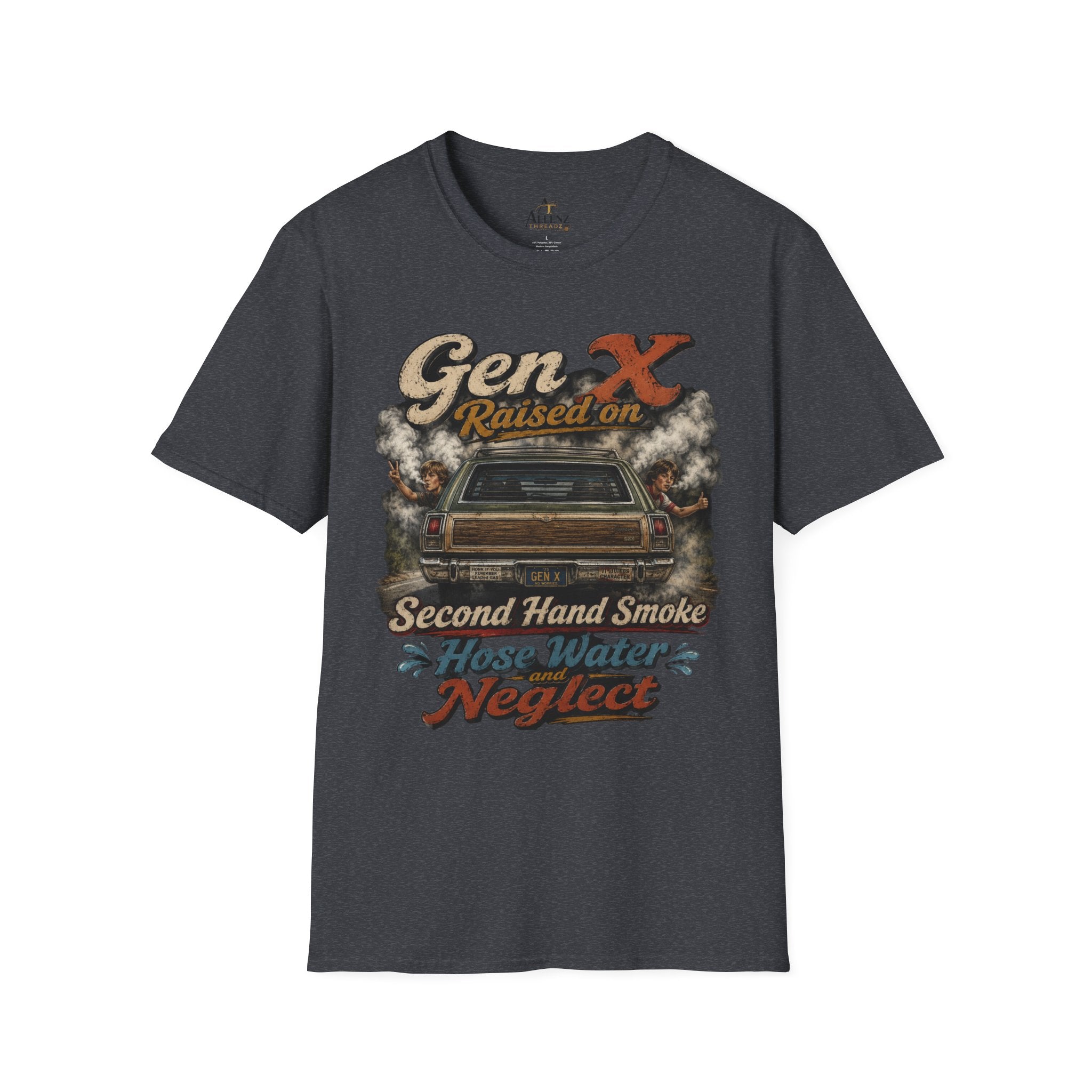 Gen X T-Shirt — "Raised on Secondhand Smoke, Hose Water, Neglect" Retro Car Vintage Tee
