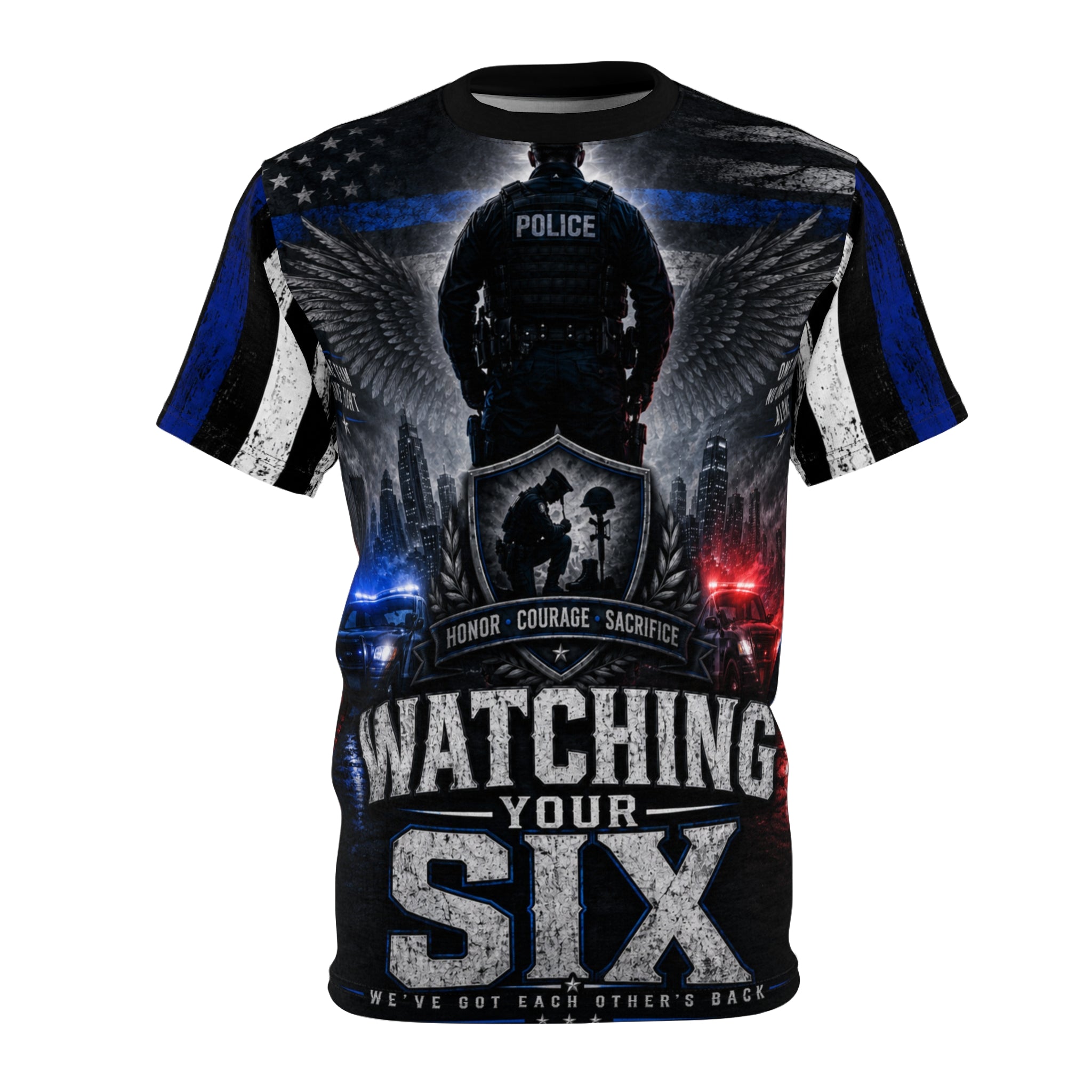 Watching your Six Unisex Cut and Sew Tee (AOP)