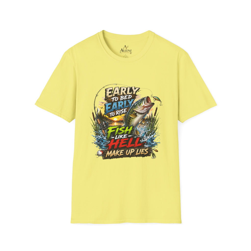 Early To Bed Fishing Unisex Softstyle T-Shirt