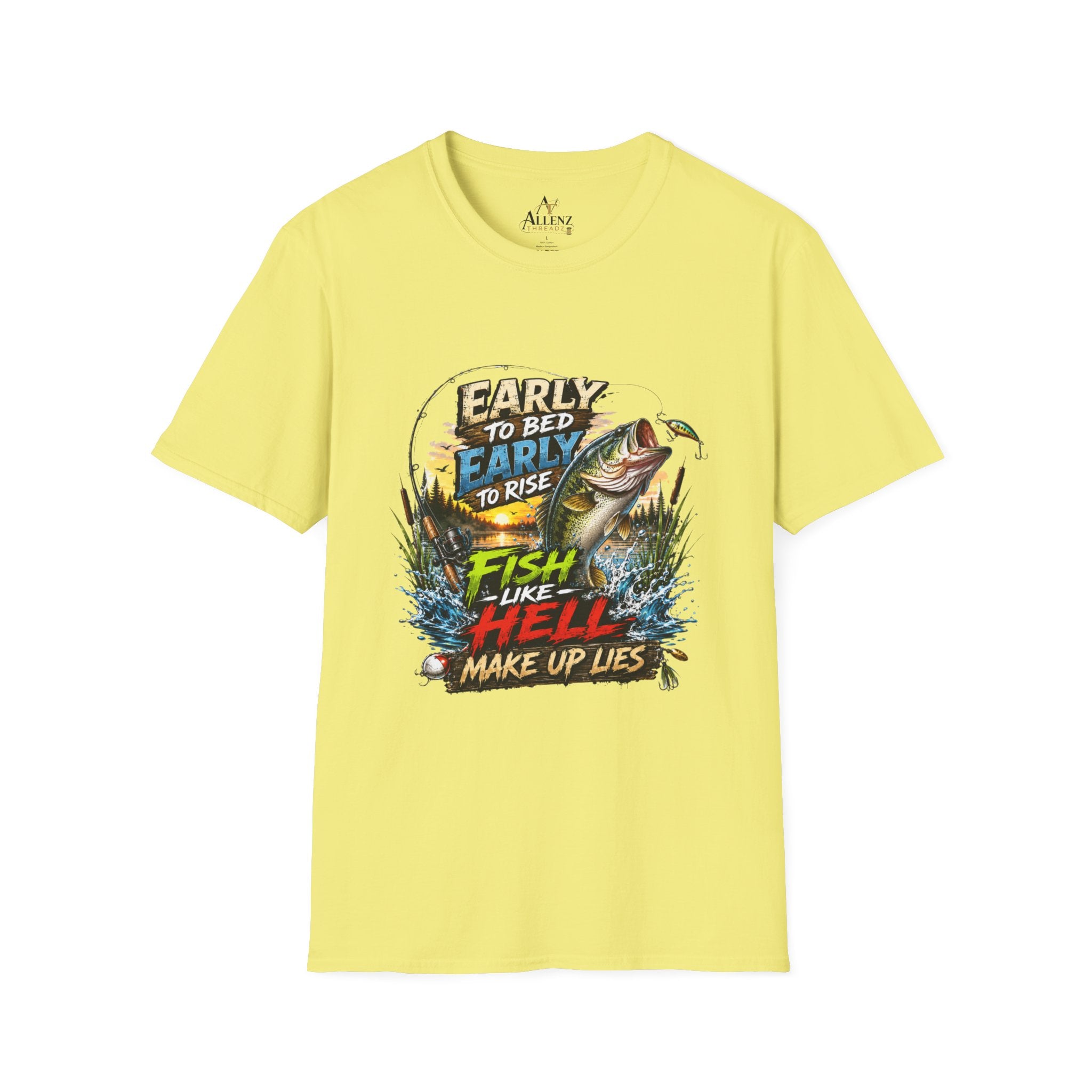 Early To Bed Fishing Unisex Softstyle T-Shirt