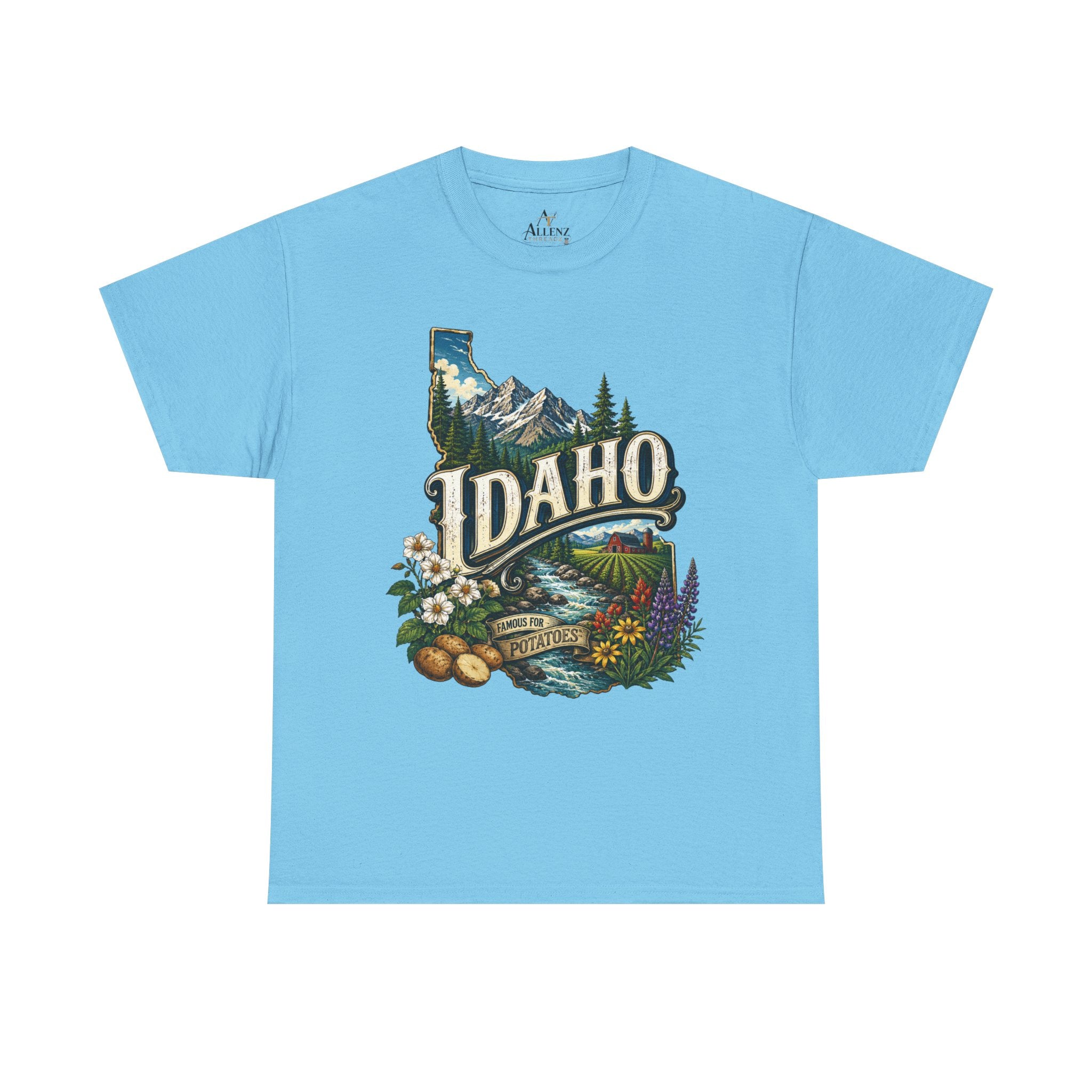 Unisex Heavy Cotton Tee 🥔 Idaho – Mountain Beauty and Rustic Country Charm 🥔