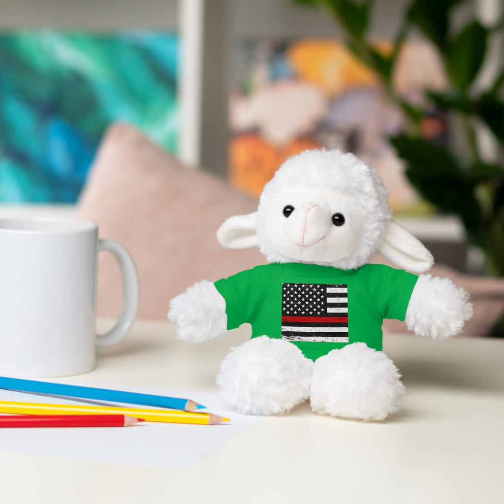Kids Stuffed Animal with Thin Red line flag Tee