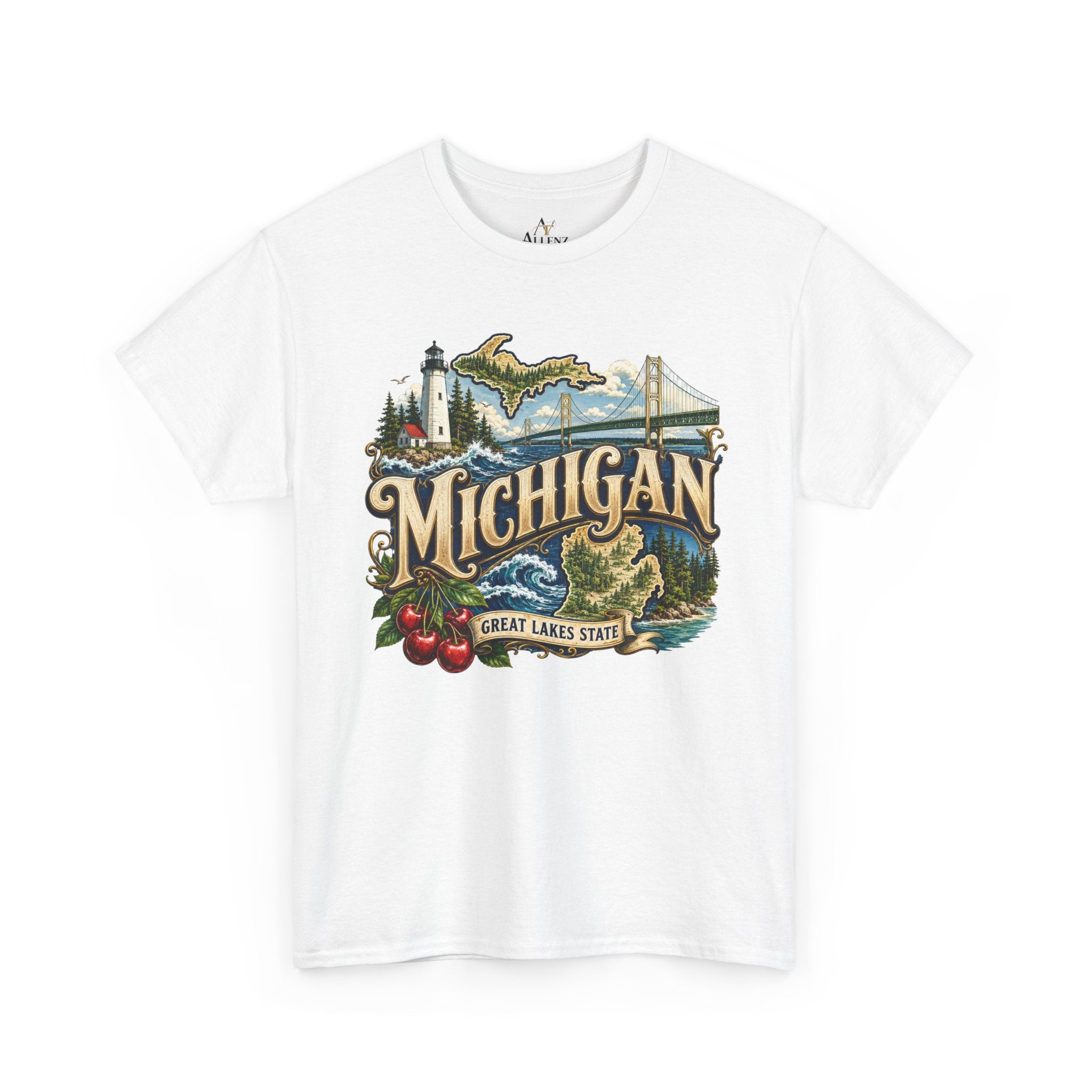 Unisex Heavy Cotton Tee🌊 Michigan – Great Lakes Beauty and Northern Adventure 🌊