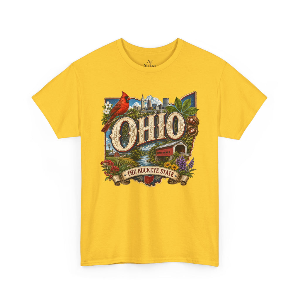 Unisex Heavy Cotton Tee🍂 Ohio – The Heart of the Buckeye State 🌰🌾
