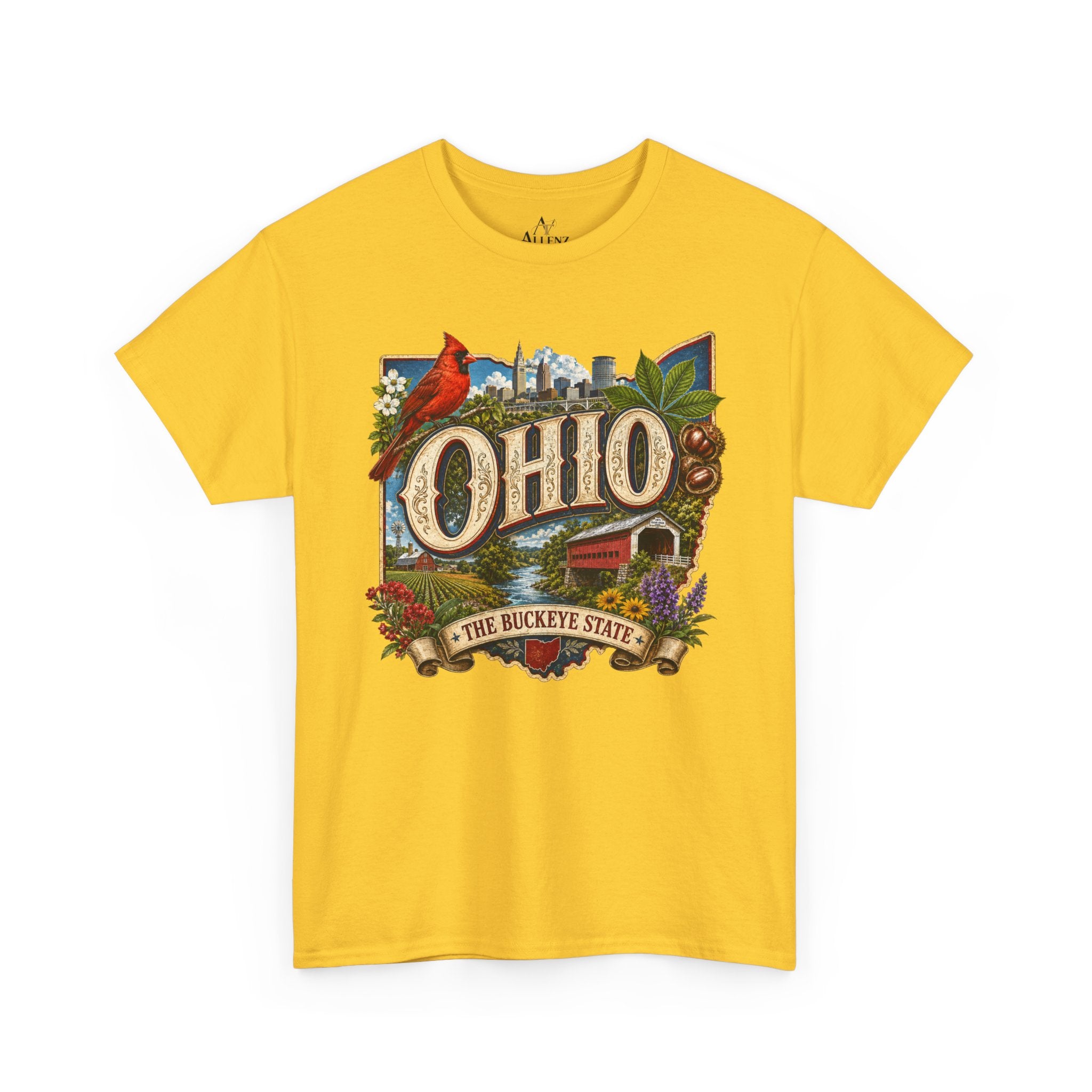 Unisex Heavy Cotton Tee🍂 Ohio – The Heart of the Buckeye State 🌰🌾
