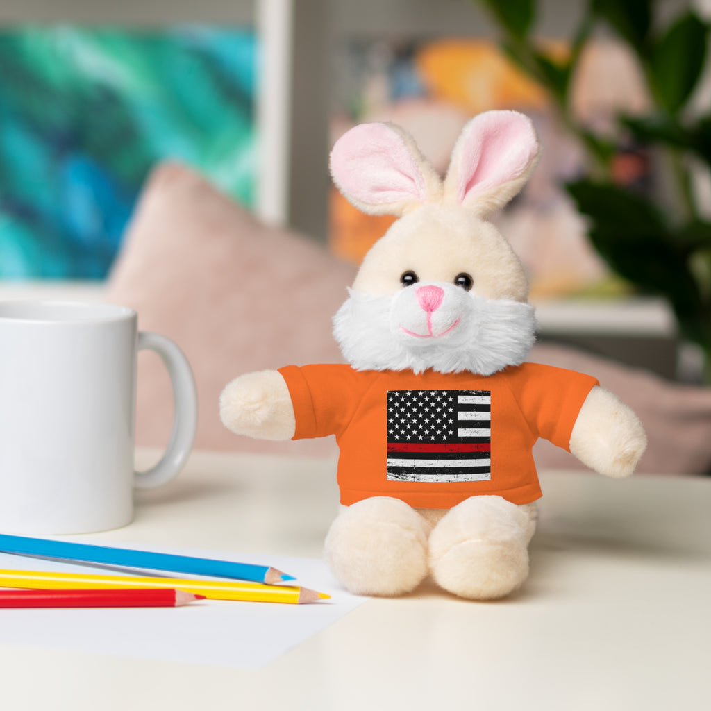Kids Stuffed Animal with Thin Red line flag Tee