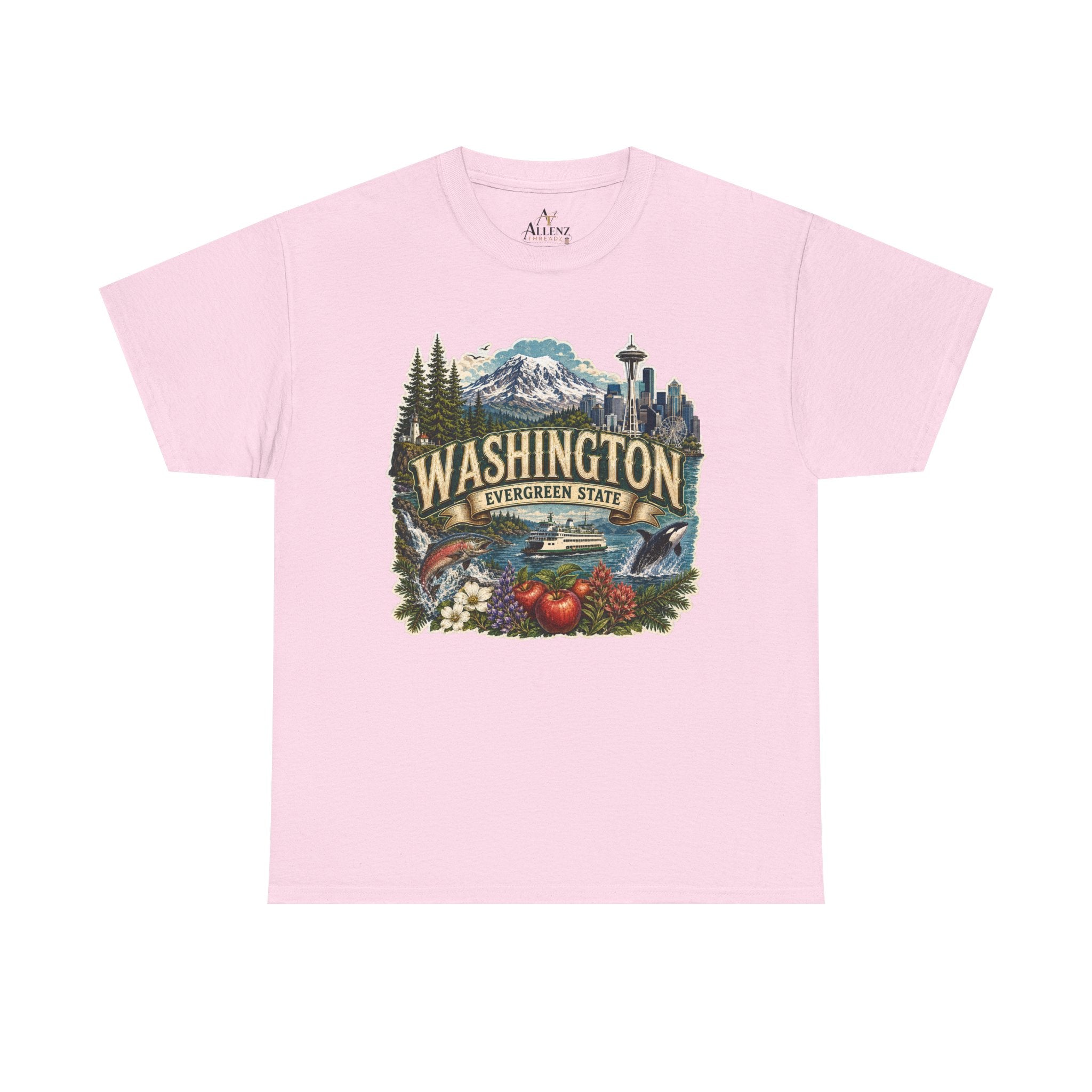 Unisex Heavy Cotton Tee🌲🏔️ Washington – Spirit of the Evergreen State 🚢🐋