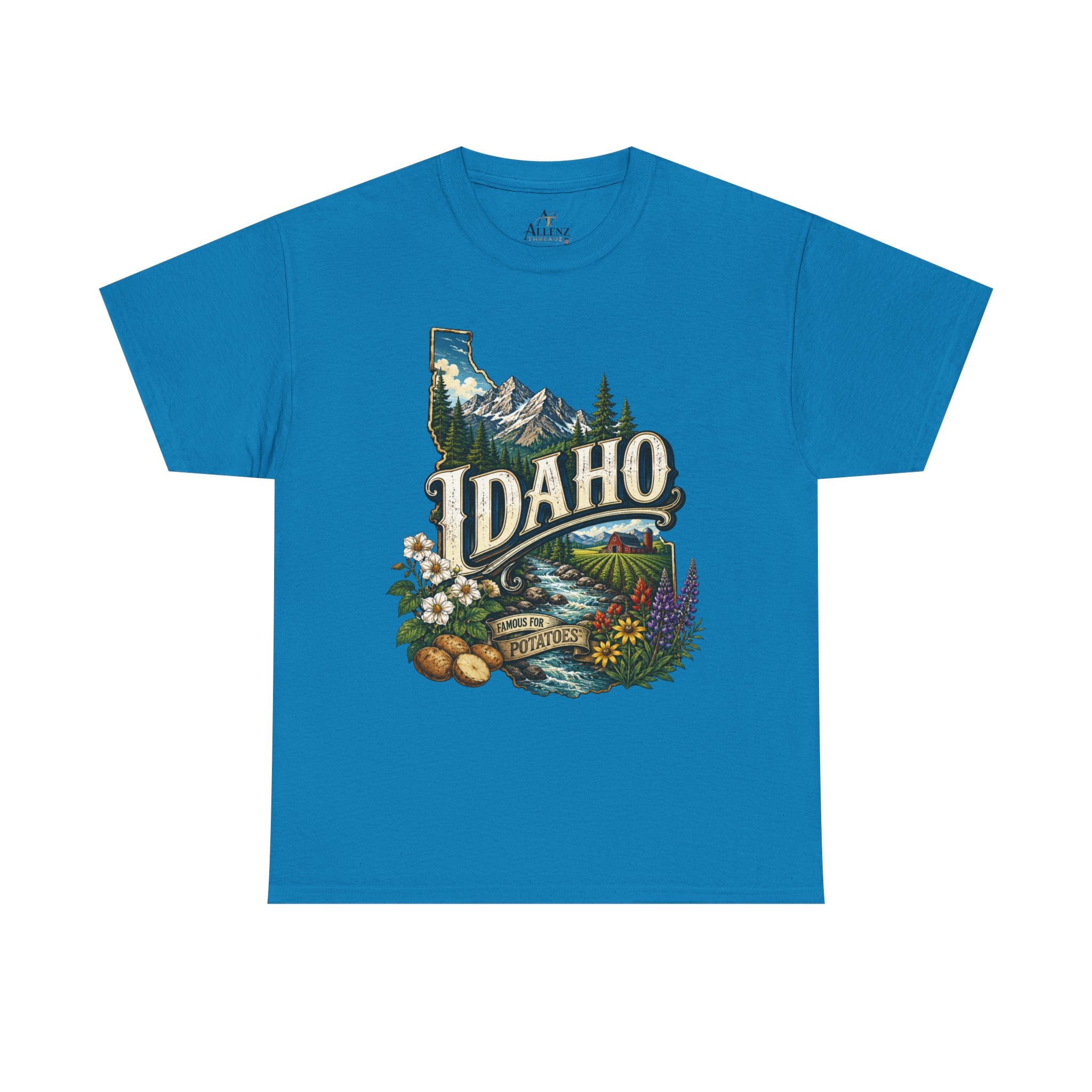 Unisex Heavy Cotton Tee 🥔 Idaho – Mountain Beauty and Rustic Country Charm 🥔