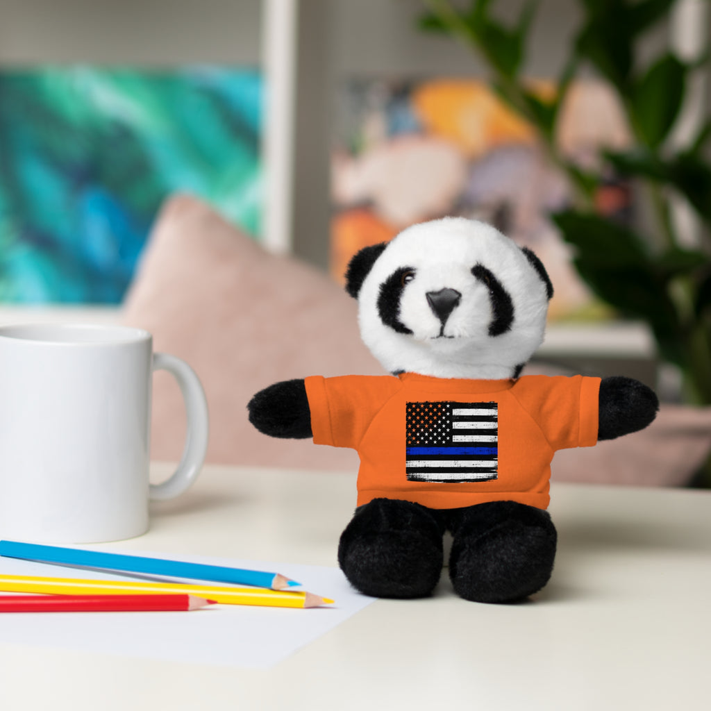 Kids Stuffed Animal with Thin Blue line flag Tee