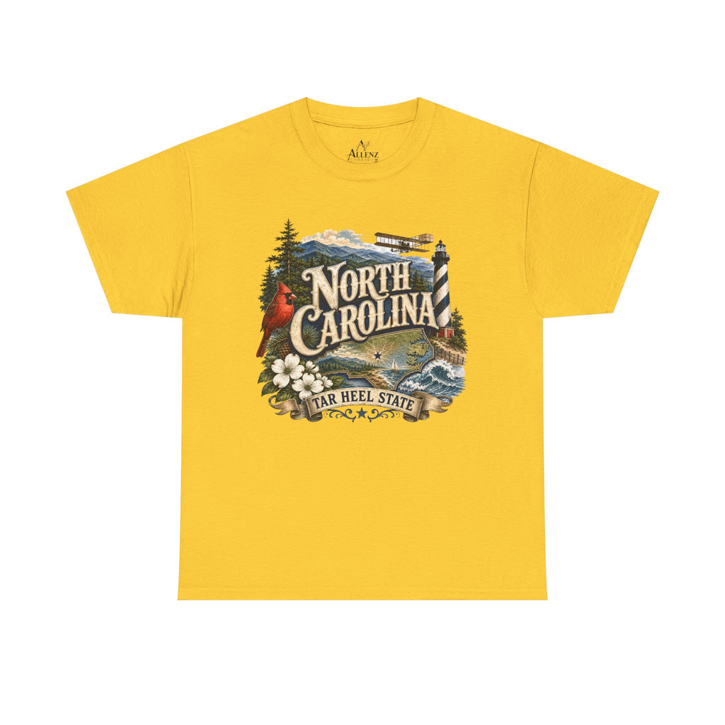 Unisex Heavy Cotton Tee🌲 North Carolina – Coastal Beauty and Mountain Adventure 🌊✈️