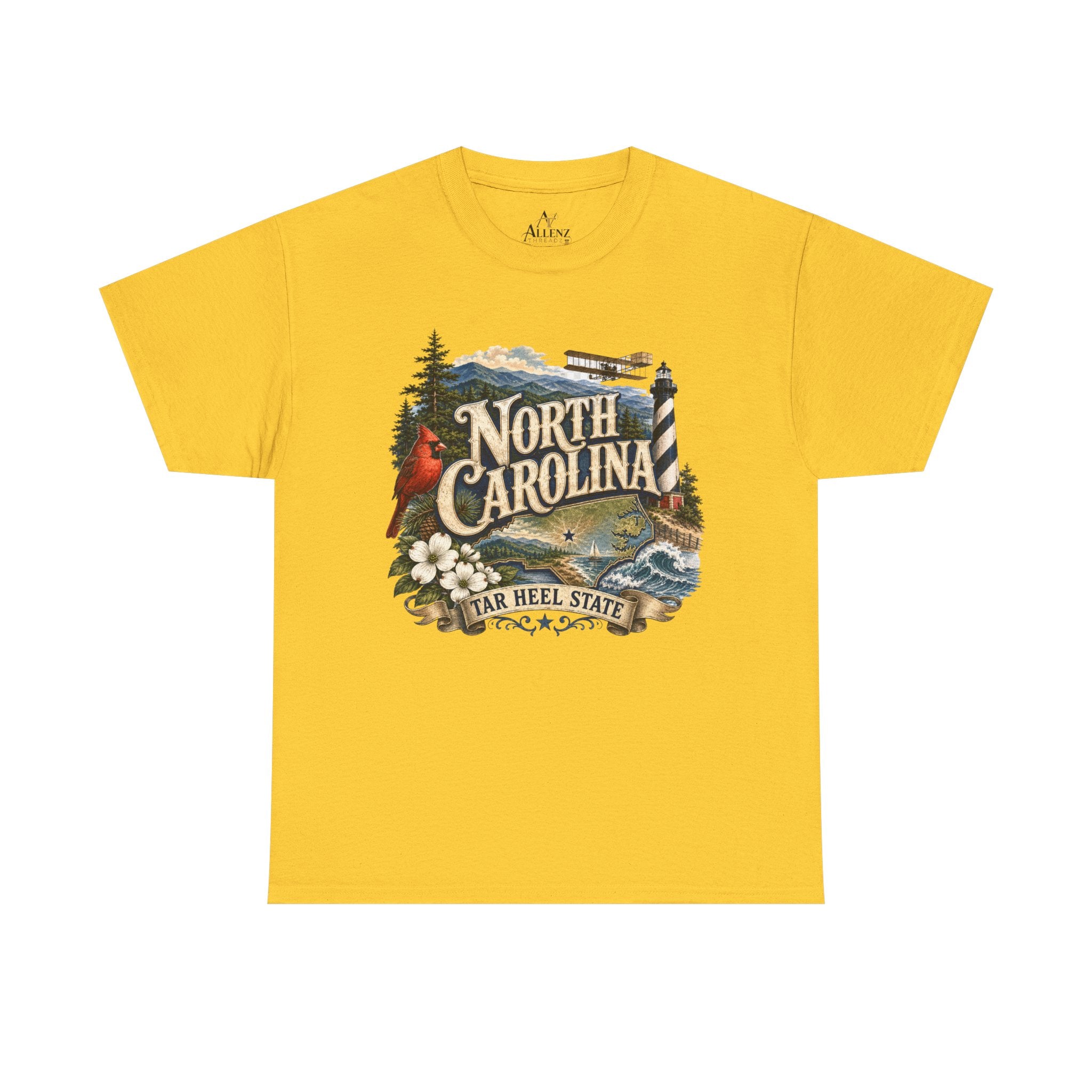 Unisex Heavy Cotton Tee🌲 North Carolina – Coastal Beauty and Mountain Adventure 🌊✈️