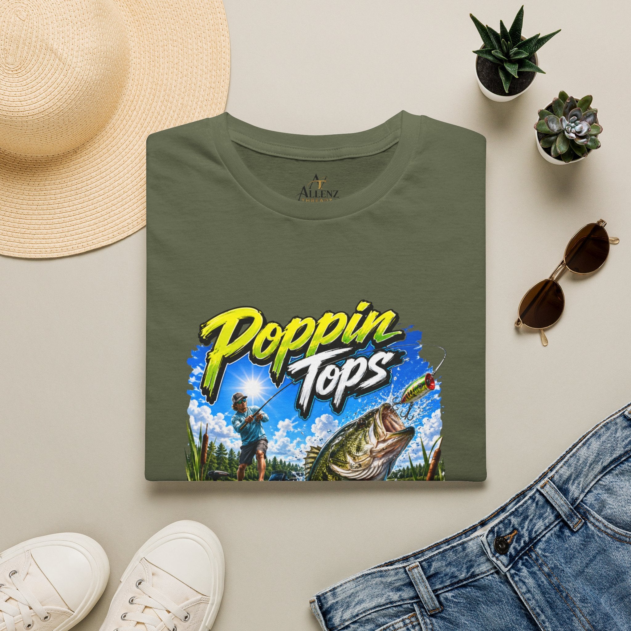 Poppin Tops Rippin Lips Fishing Shirt Unisex Softstyle T-Shirt