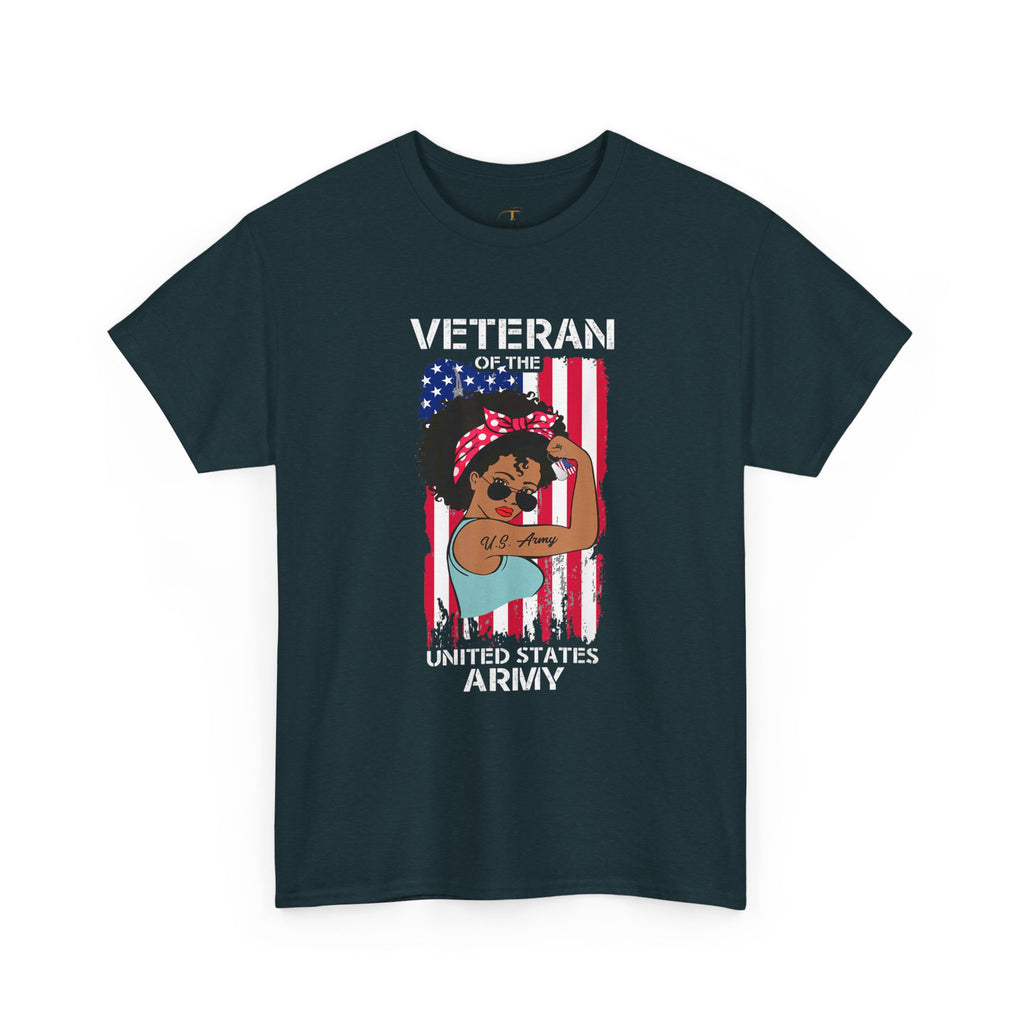 Unisex Heavy Cotton Tee✨ Melanin Army Veteran T-Shirt – Strong, Proud and Fearless ✨
