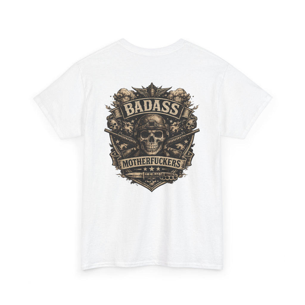 Badass Motherfu.... Skull and boom stick  Unisex Heavy Cotton Tee