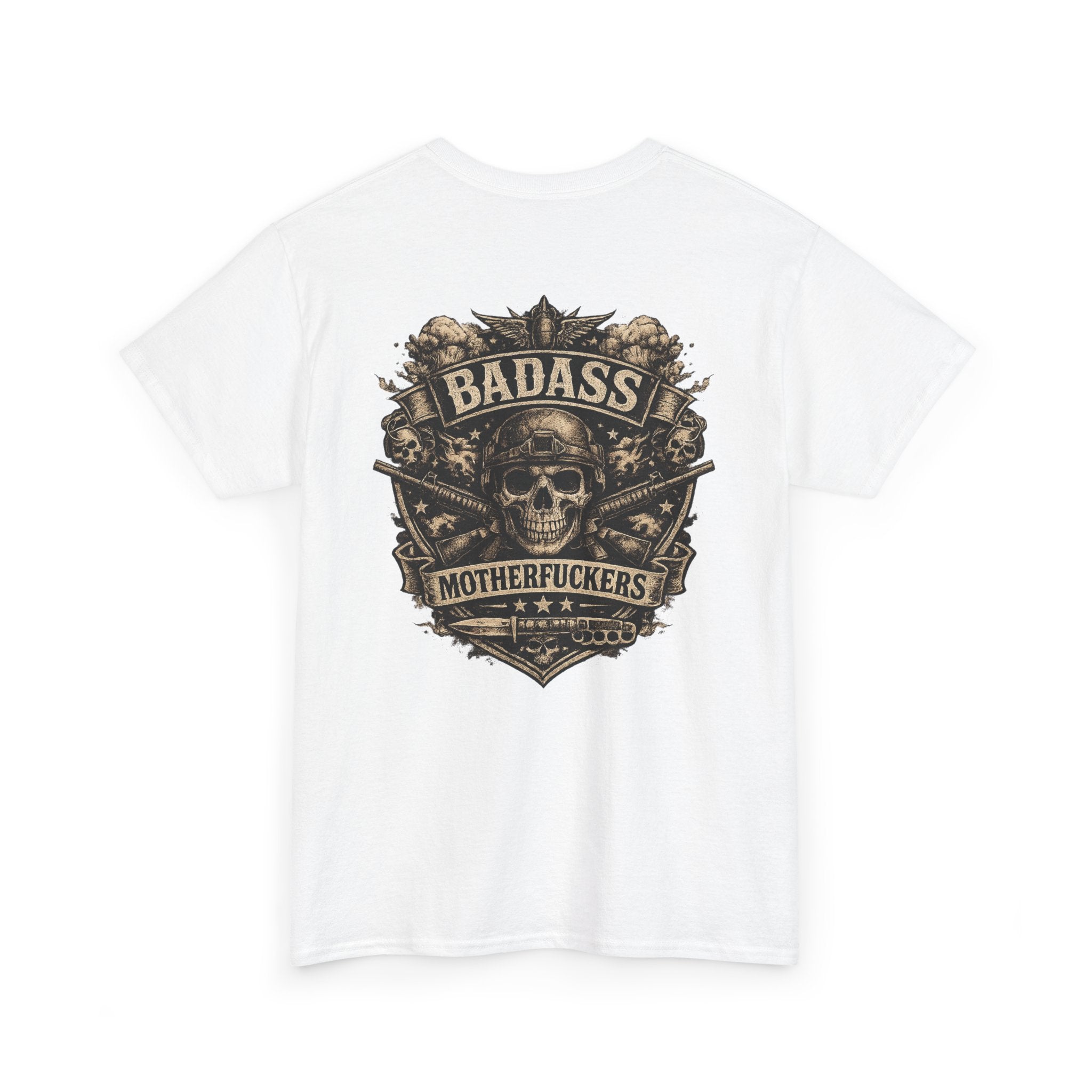 Badass Motherfu.... Skull and boom stick  Unisex Heavy Cotton Tee