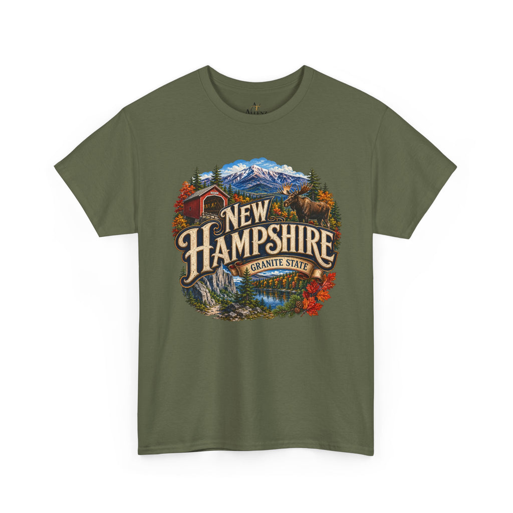Unisex Heavy Cotton Tee🏔️ New Hampshire – Granite State Adventure and Autumn Beauty 🍁🫎