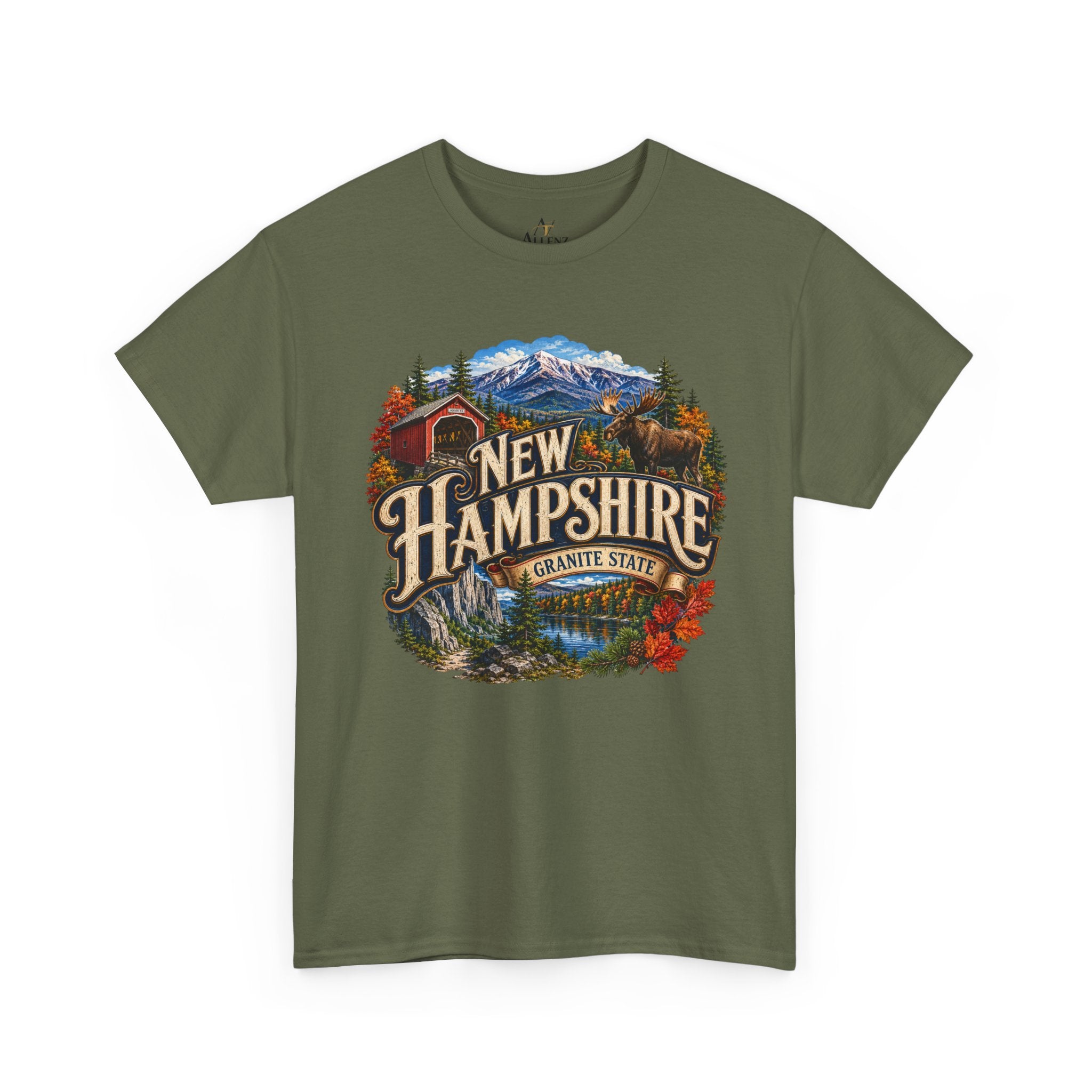 Unisex Heavy Cotton Tee🏔️ New Hampshire – Granite State Adventure and Autumn Beauty 🍁🫎
