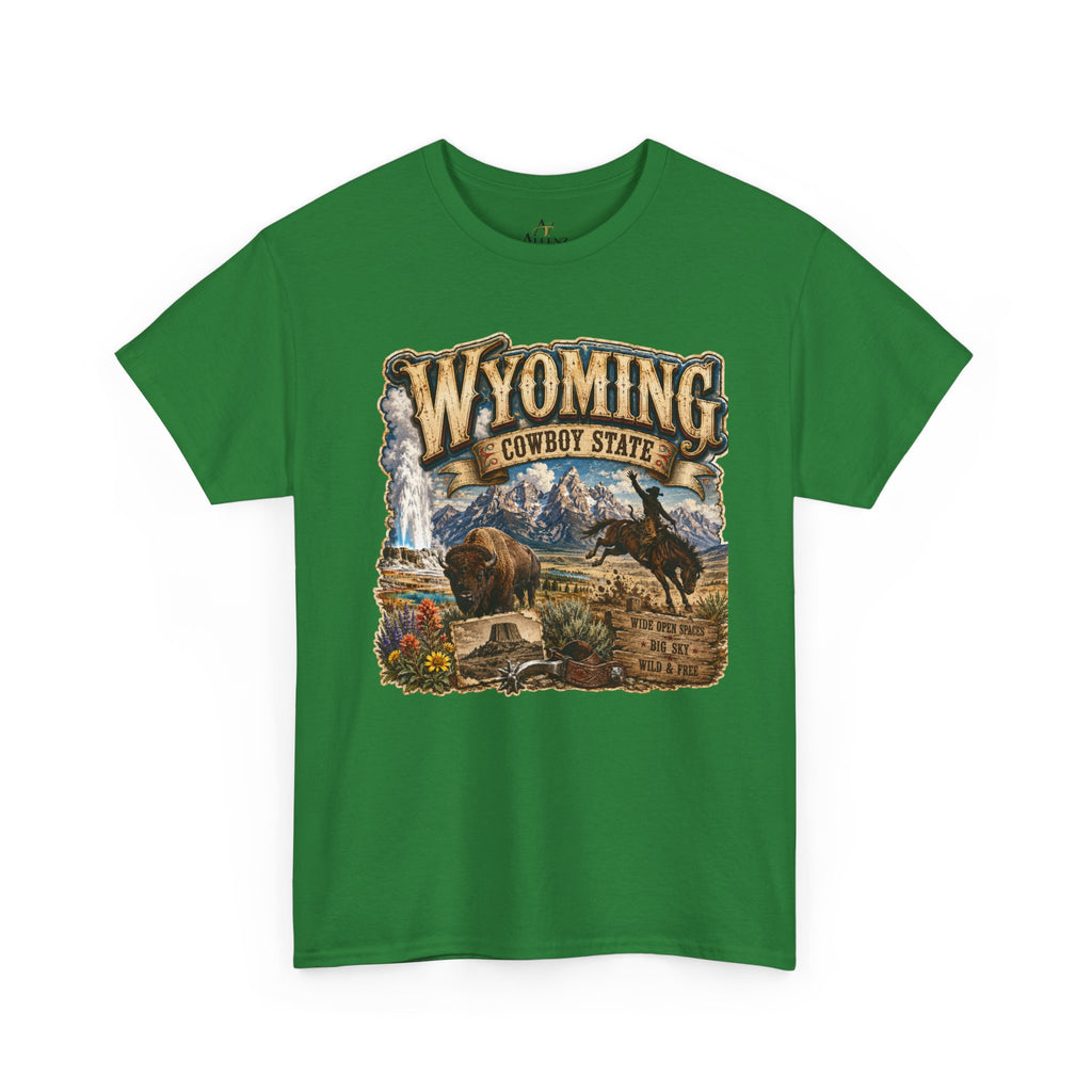 Unisex Heavy Cotton Tee🤠🏔️ Wyoming – The Cowboy State 🦬🌄