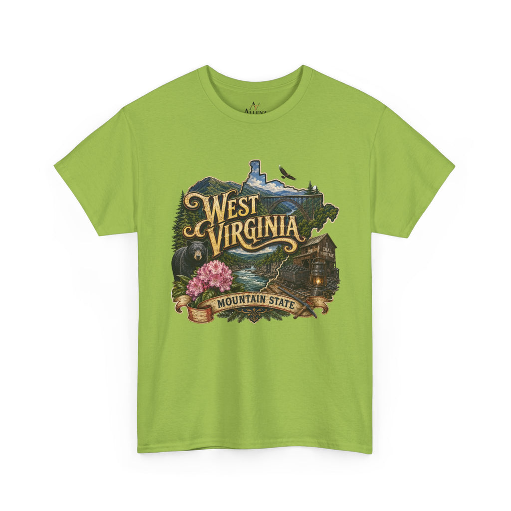 Unisex Heavy Cotton Tee🏔️🖤 West Virginia – Wild and Wonderful Mountain State ⛏️🐻